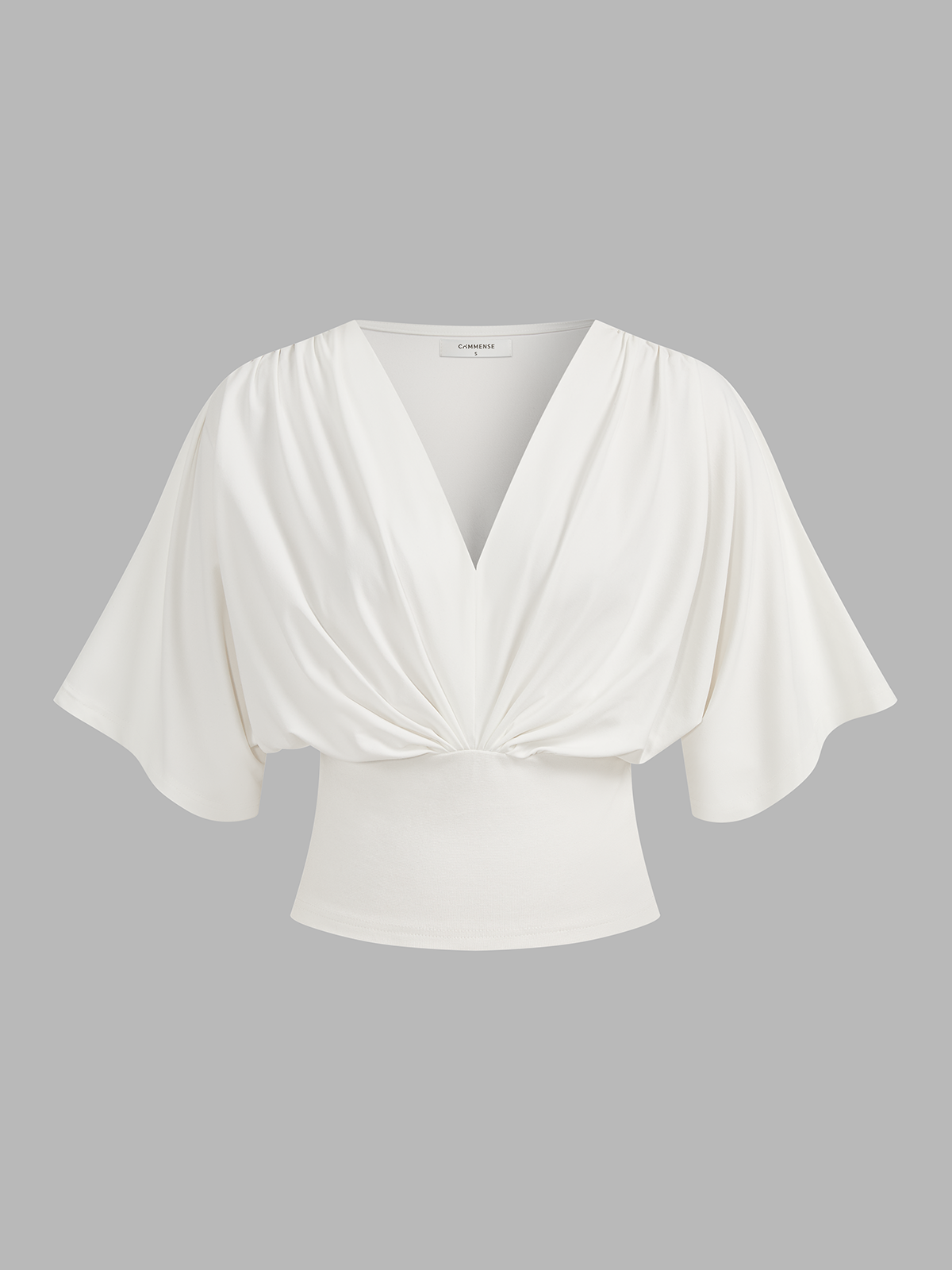 V-Neck Twist Front Batwing Sleeve Fitted Top Women's Elegant Blouse
