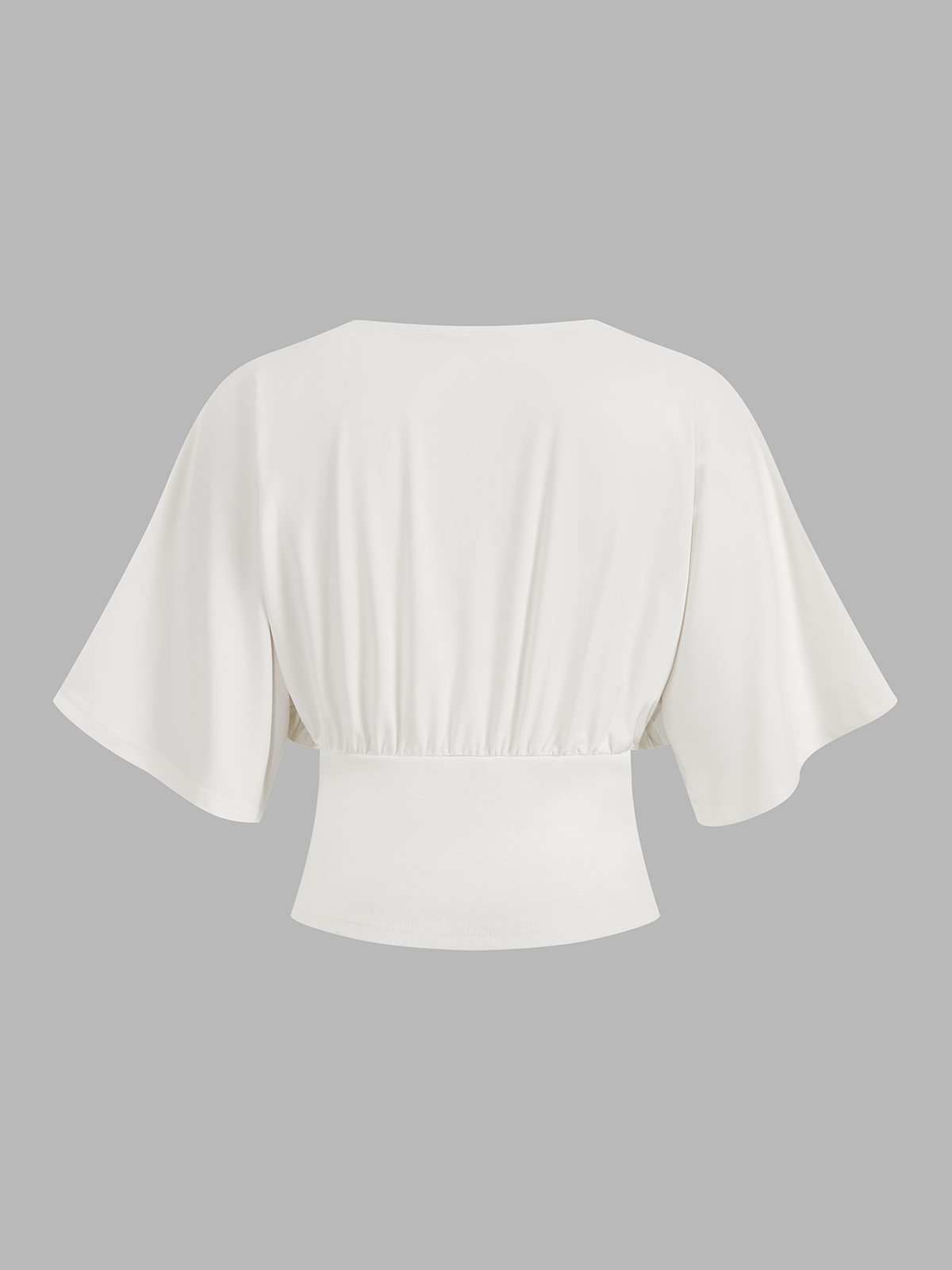 V-Neck Twist Front Batwing Sleeve Fitted Top Women's Elegant Blouse