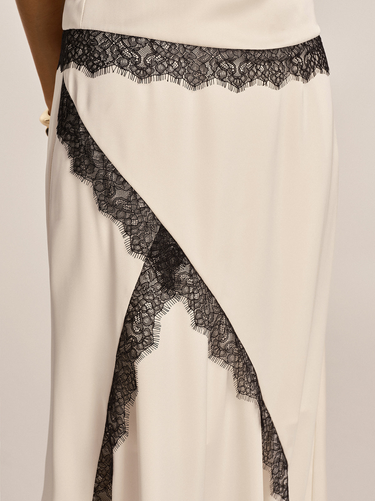 Lace Trim Satin Cowl Neck Top & Mermaid Skirt Set for Elegant Evenings