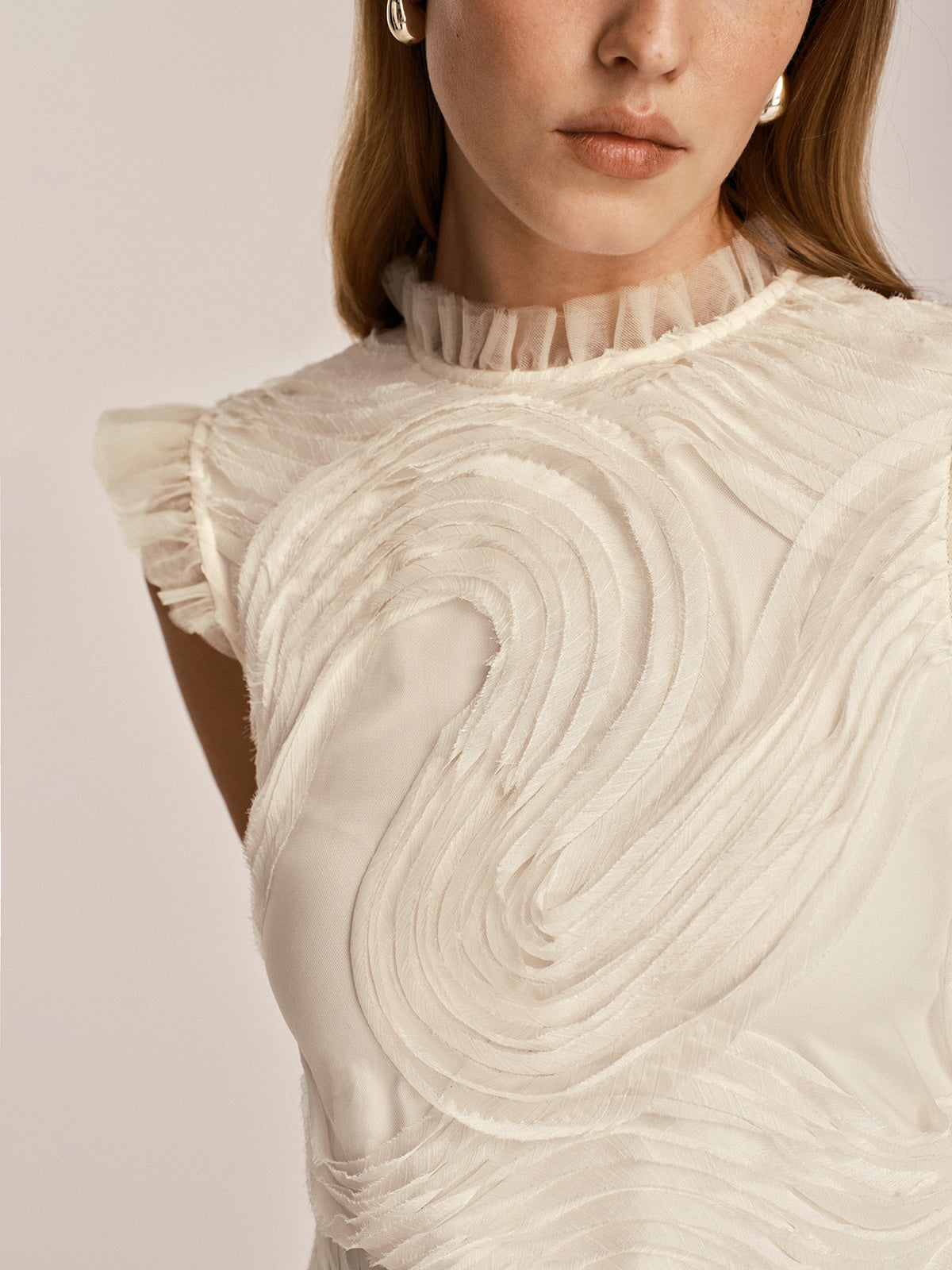 Textured Ruffled Mesh Tank Top for Women Summer Casual