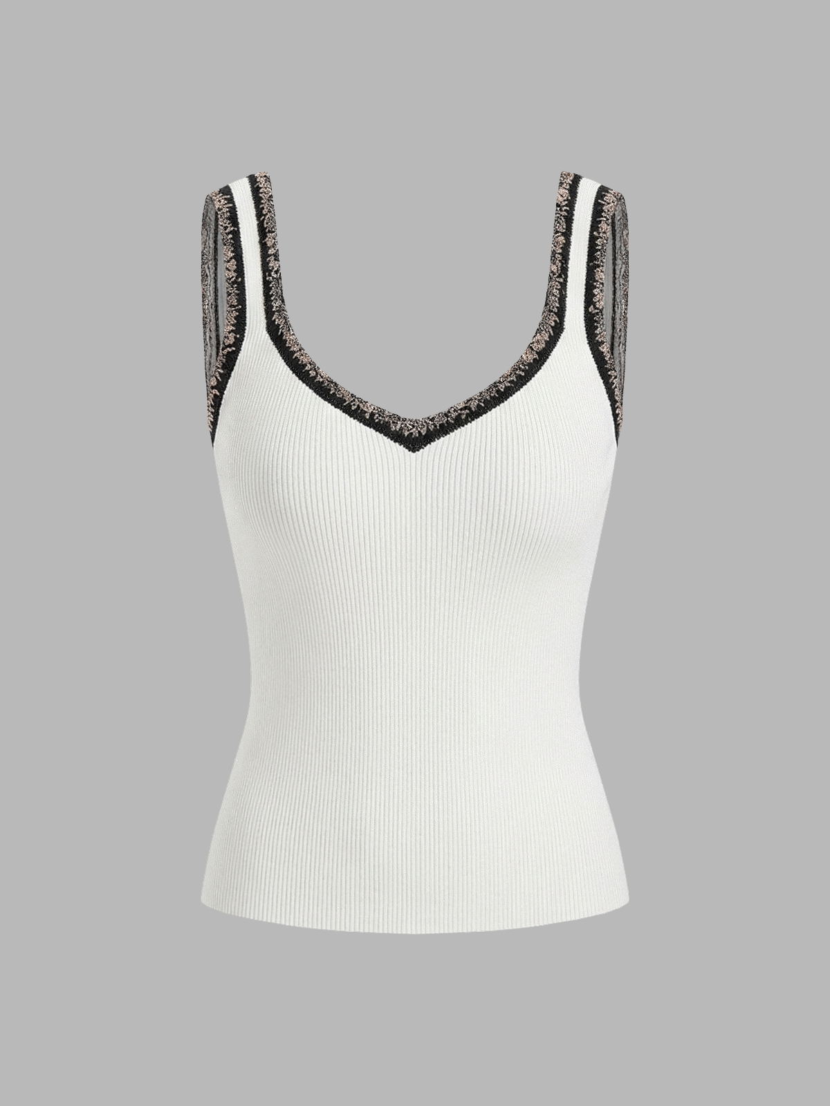 Contrast Trim Ribbed Knit Sleeveless Tank Top Essentials