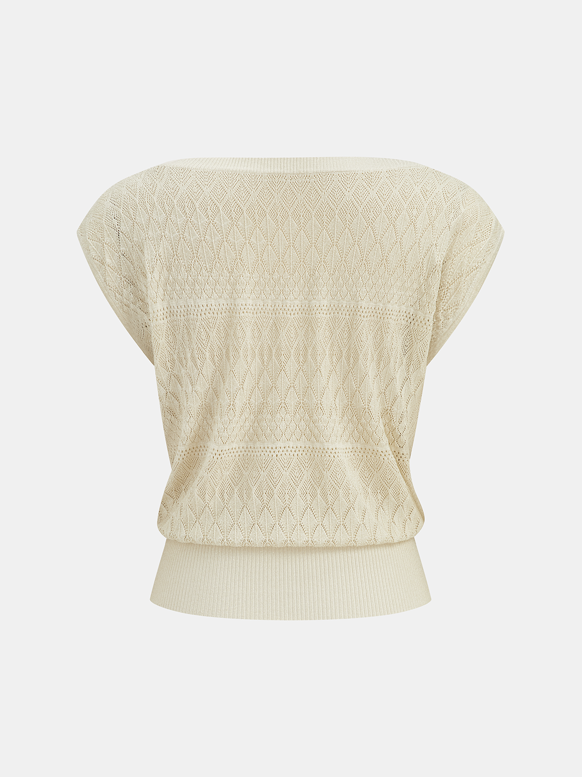 Openwork Knit Boat Neck Sleeveless Top Lightweight Summer Fashion