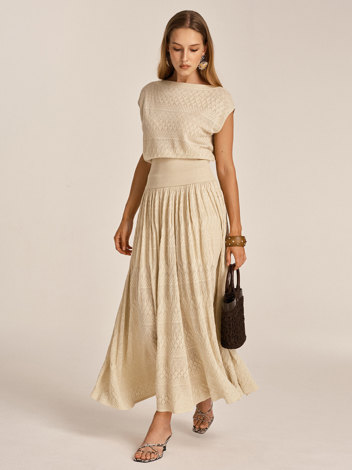 Openwork Knit Maxi Skirt Lightweight Summer Fashion Essentials