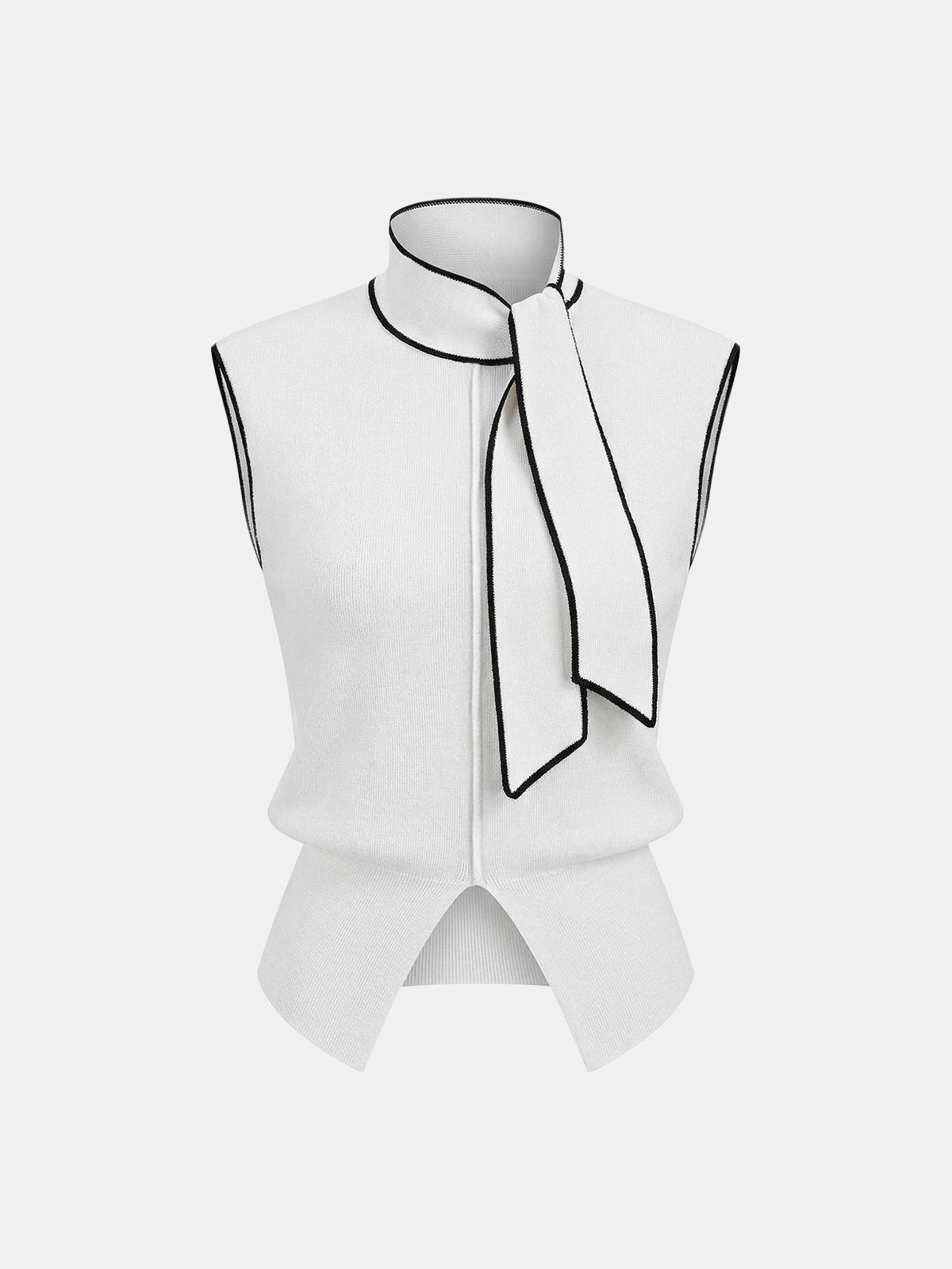 Contrast-Trim Tie-Neck Sweater Vest for Stylish Layering