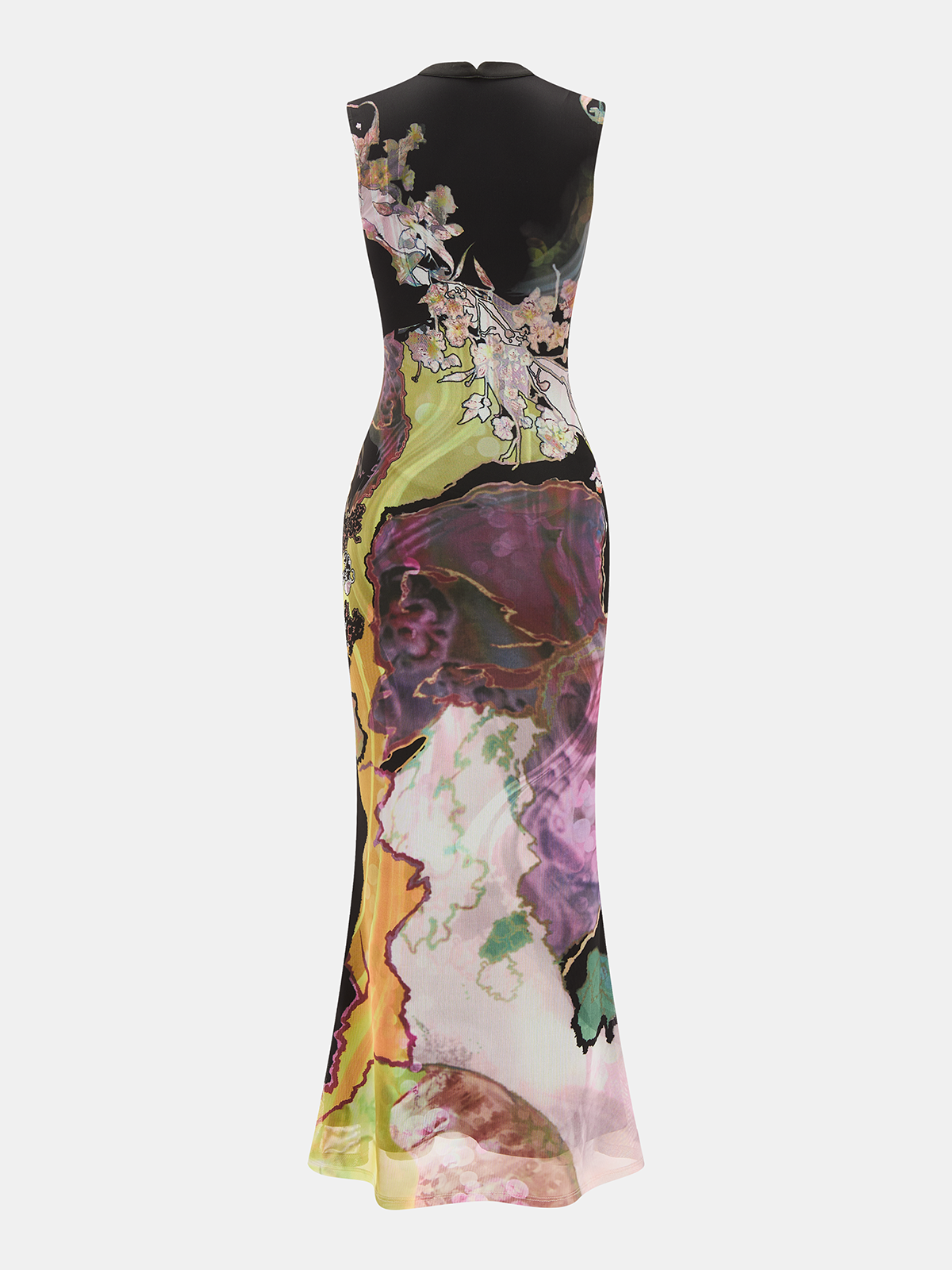 Sleeveless Floral Cheongsam Maxi Dress for Women Elegant Style