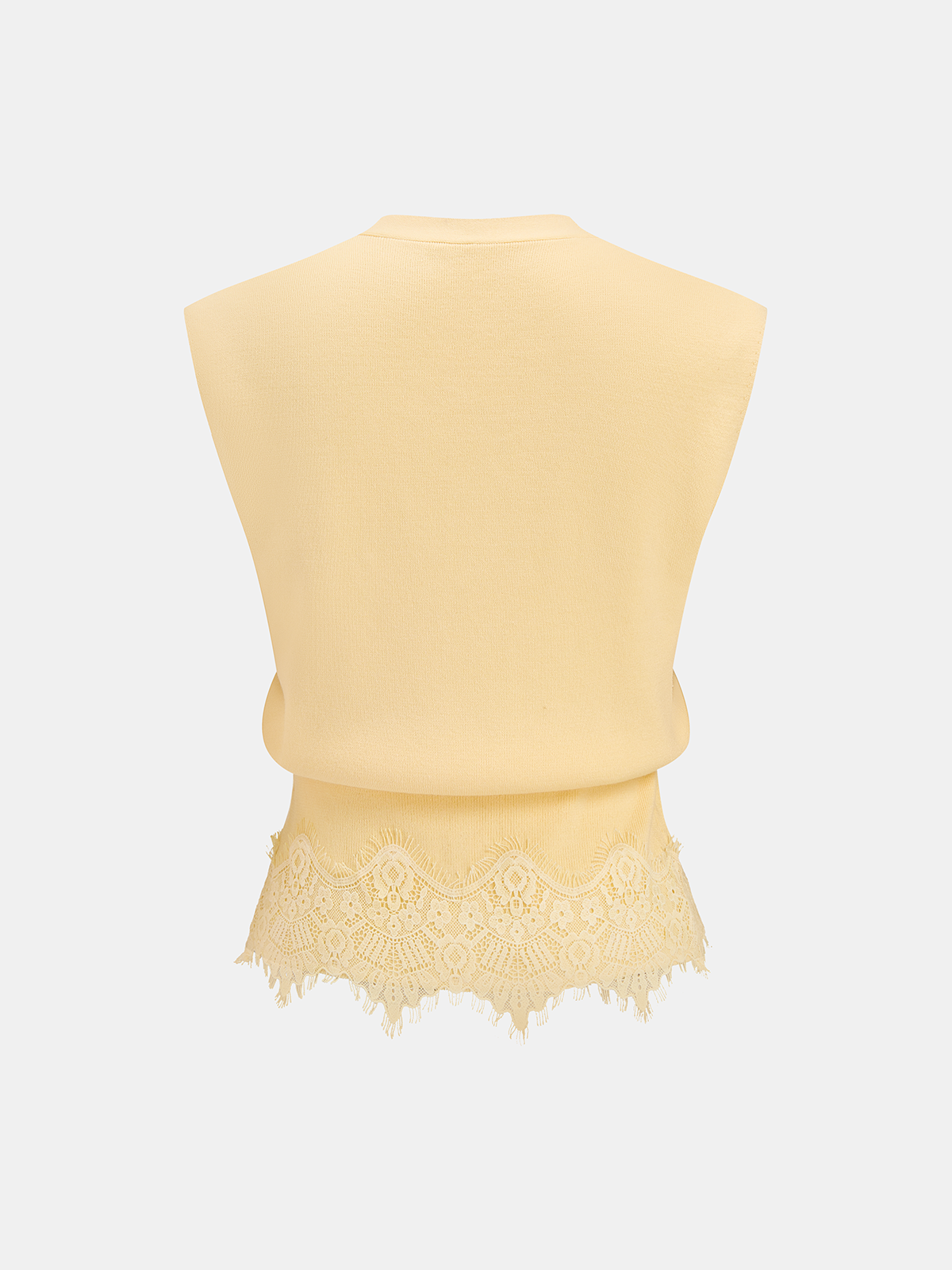 V-Neck Lace Trim Metal Button Knit Vest for Women Casual Layering