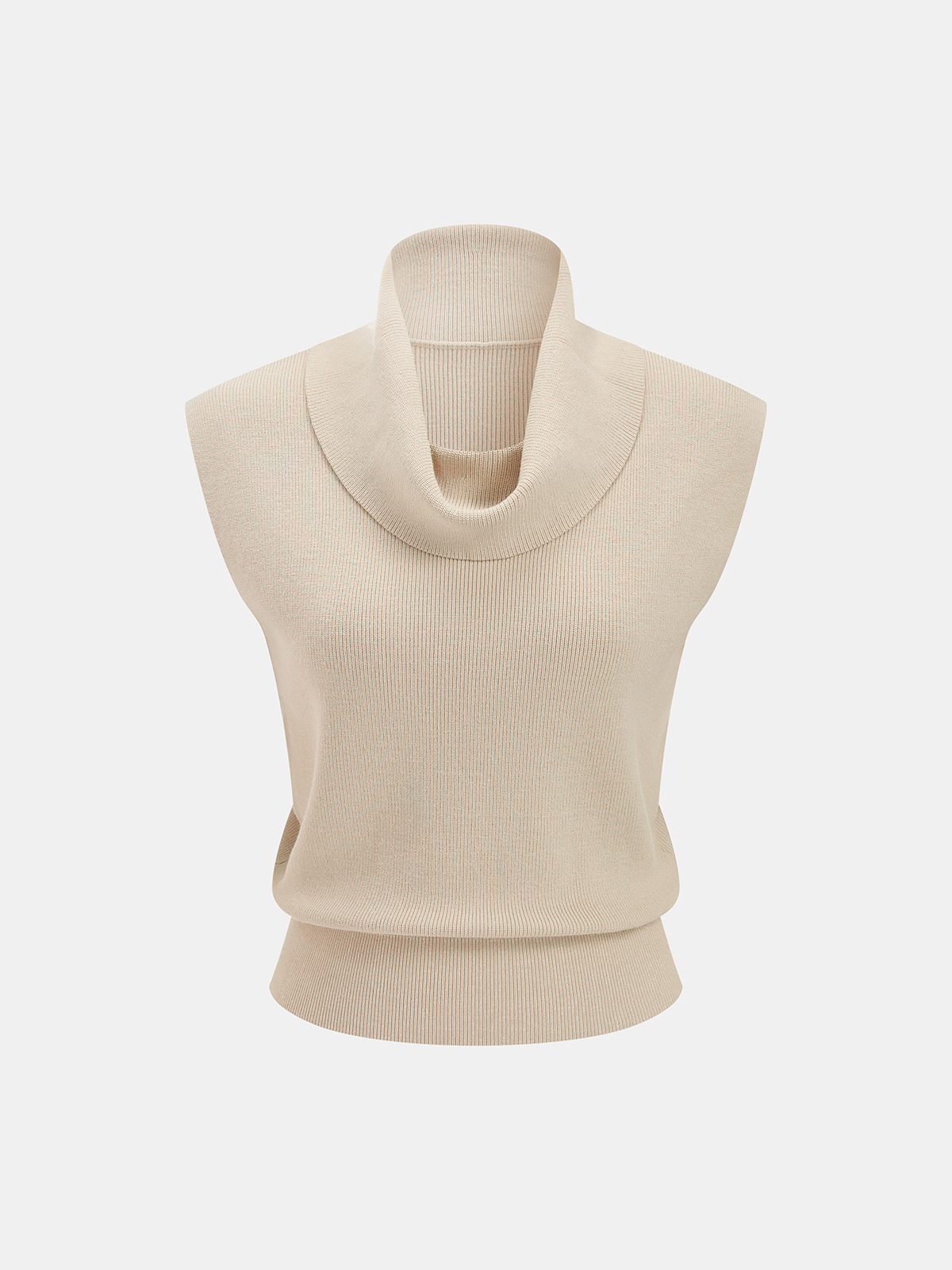 Cowl Neck Sleeveless Ribbed Knit Vest - Trendy Women's Fashion Top