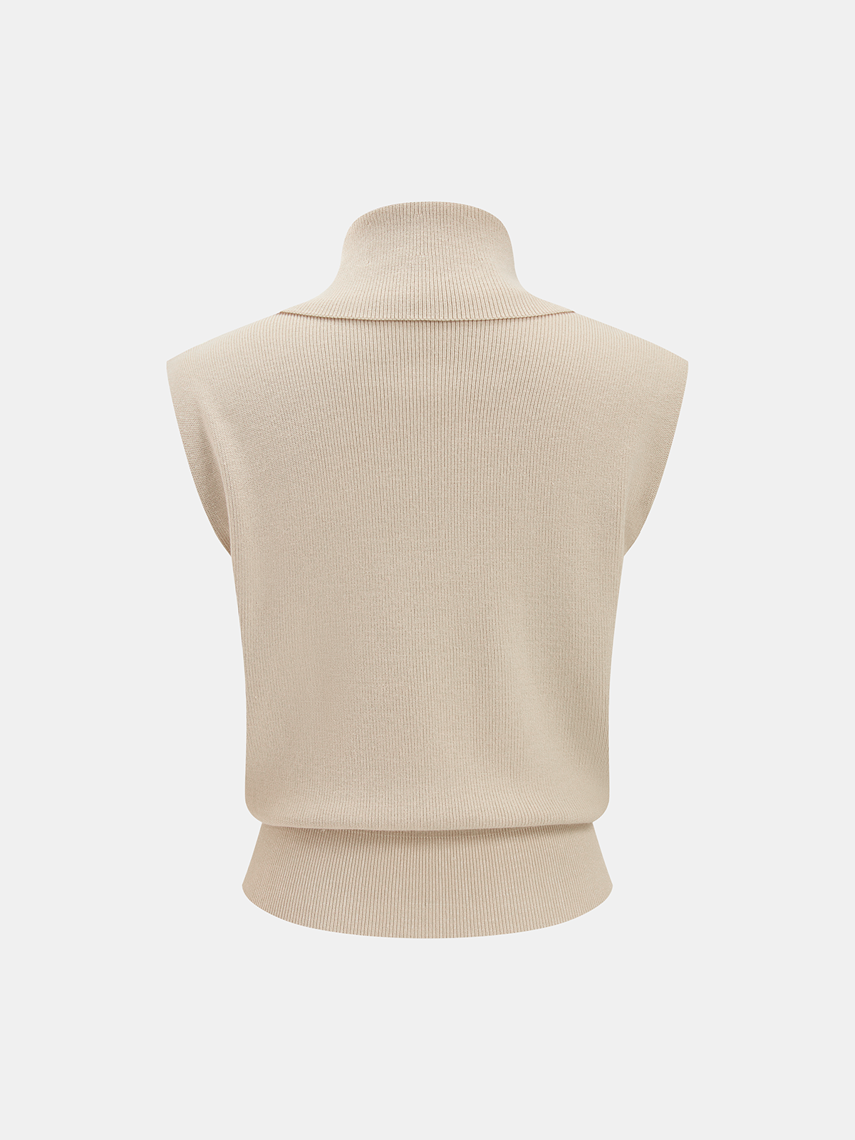 Cowl Neck Sleeveless Ribbed Knit Vest - Trendy Women's Fashion Top