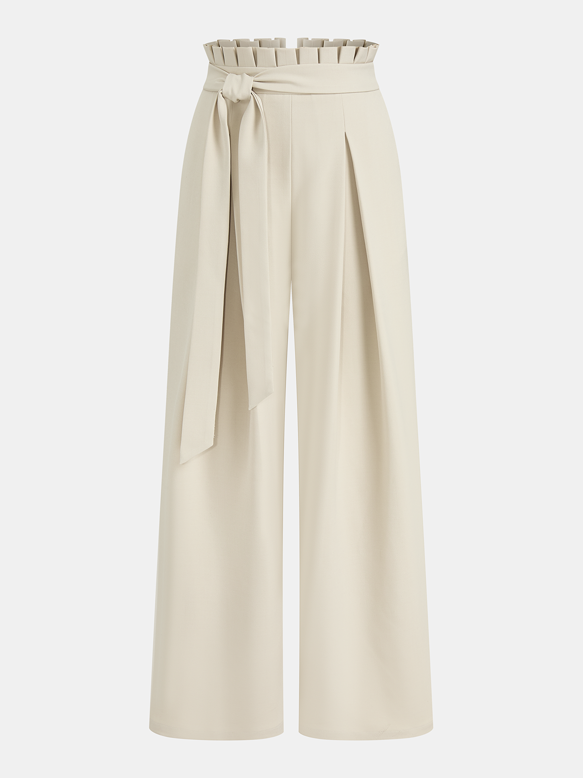 Mid-Waist Ruffled Wide-Leg Pants for Women Casual Comfort