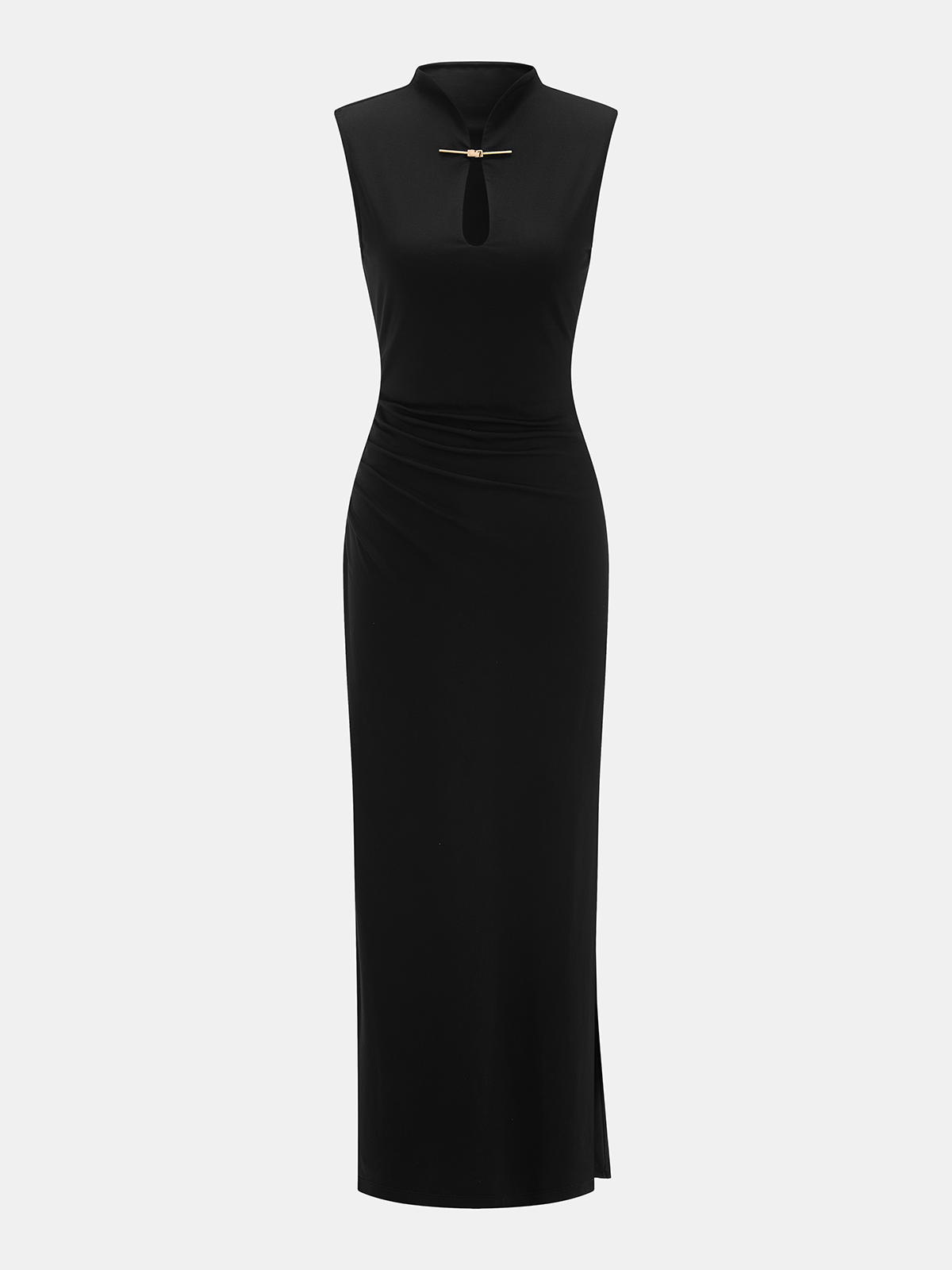 Sleeveless Ruched Keyhole Neck Maxi Dress for Women Perfect for Evening Events