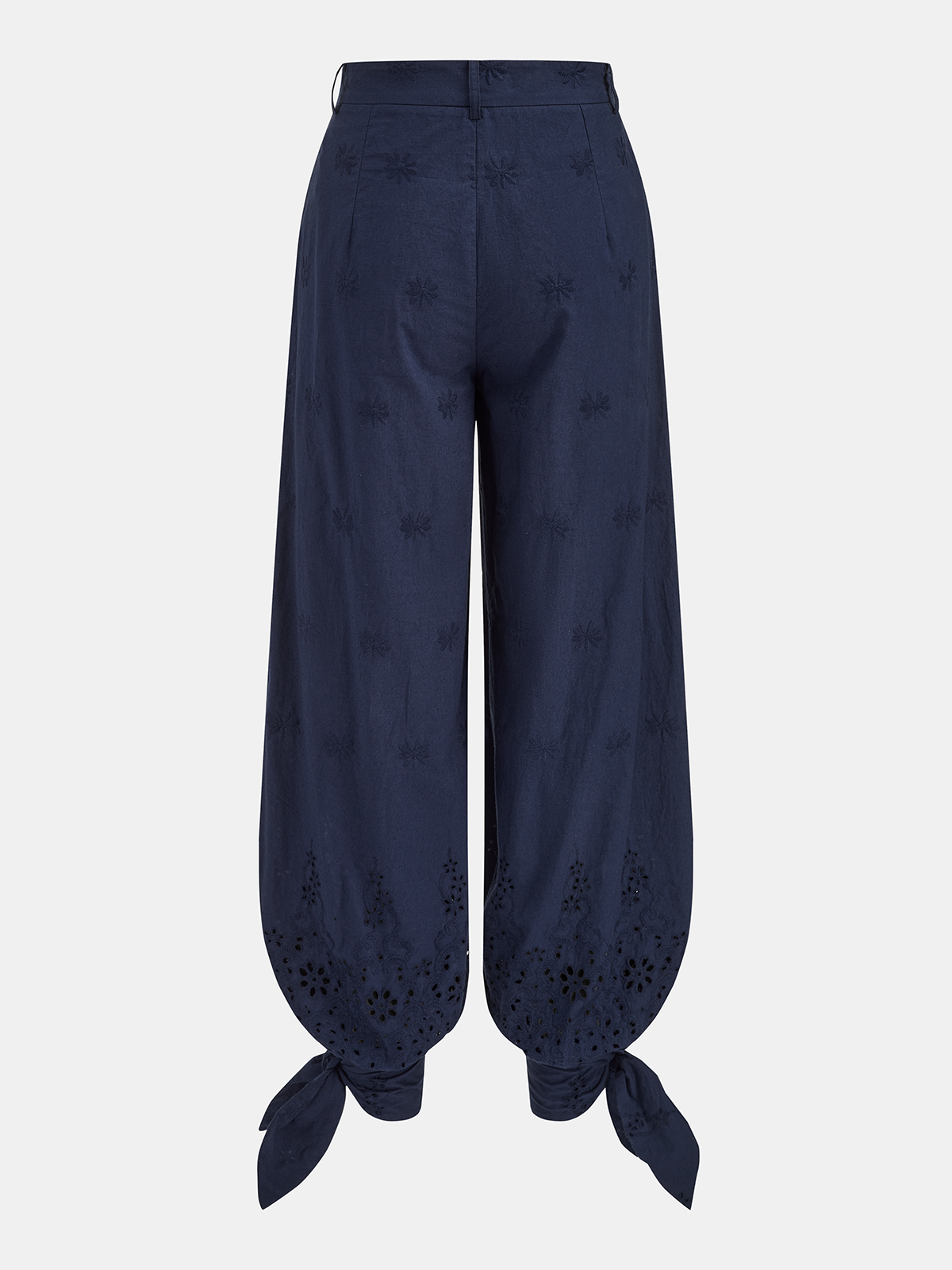 Eyelet Embroidery Top & Tie-Cuff Pants Set for Women Spring Collection