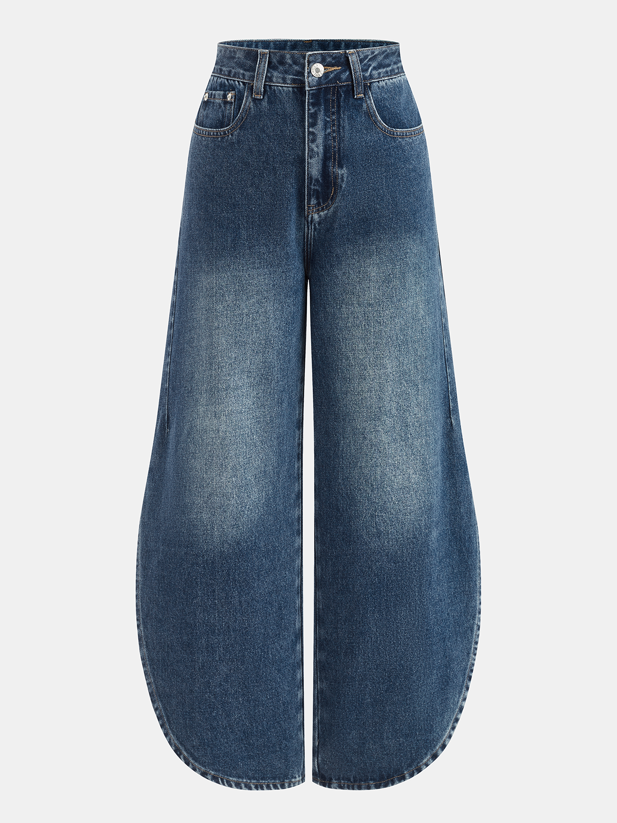 Side Slit Mid-Waist Wide-Leg Jeans for Women Casual Comfort Fit