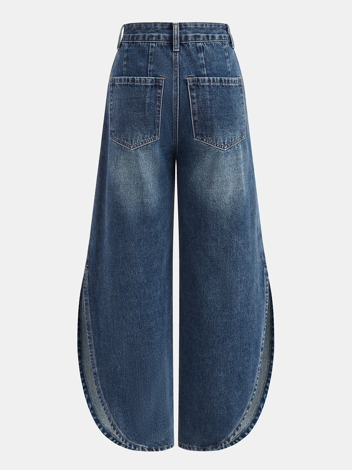 Side Slit Mid-Waist Wide-Leg Jeans for Women Casual Comfort Fit