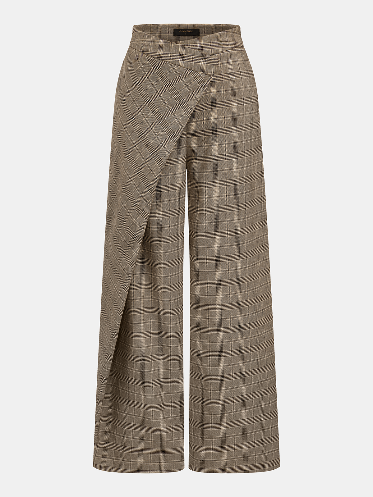 Plaid Wrap Wide Leg Pants Trendy Office Casual Wear