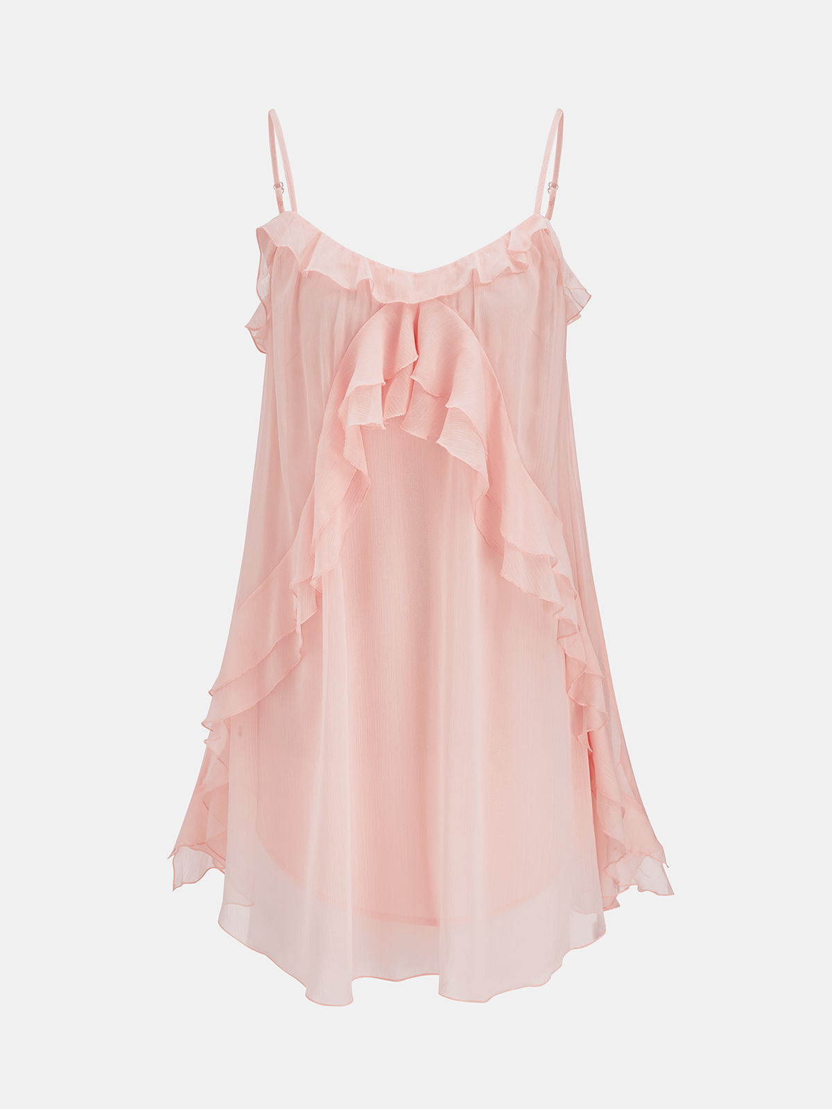 Ruffle Trim Cami Mini Dress with Adjustable Straps for Summer