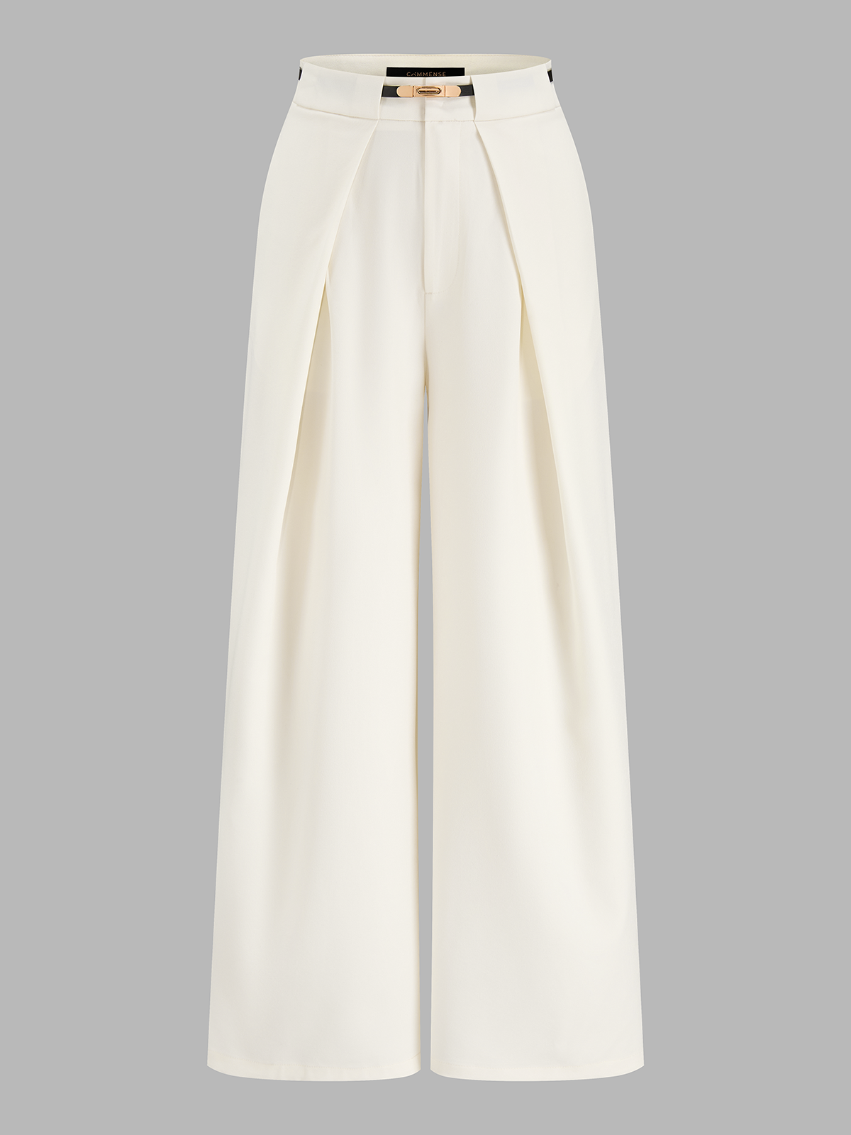 Mid Waist Belted Pleated Wide Leg Pants for Women, Comfort Fit Tailored Trousers