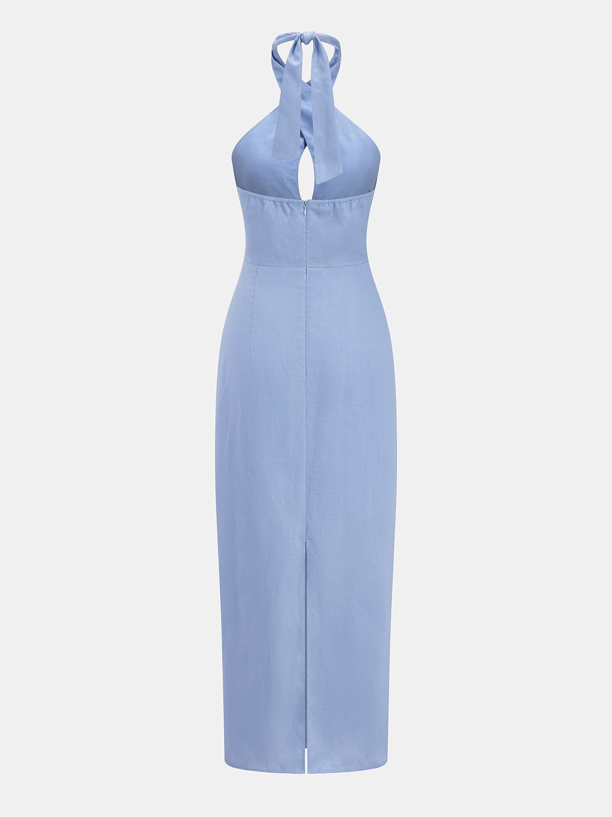 Halter Cutout Linen Blend Midi Dress Trendy Summer Style