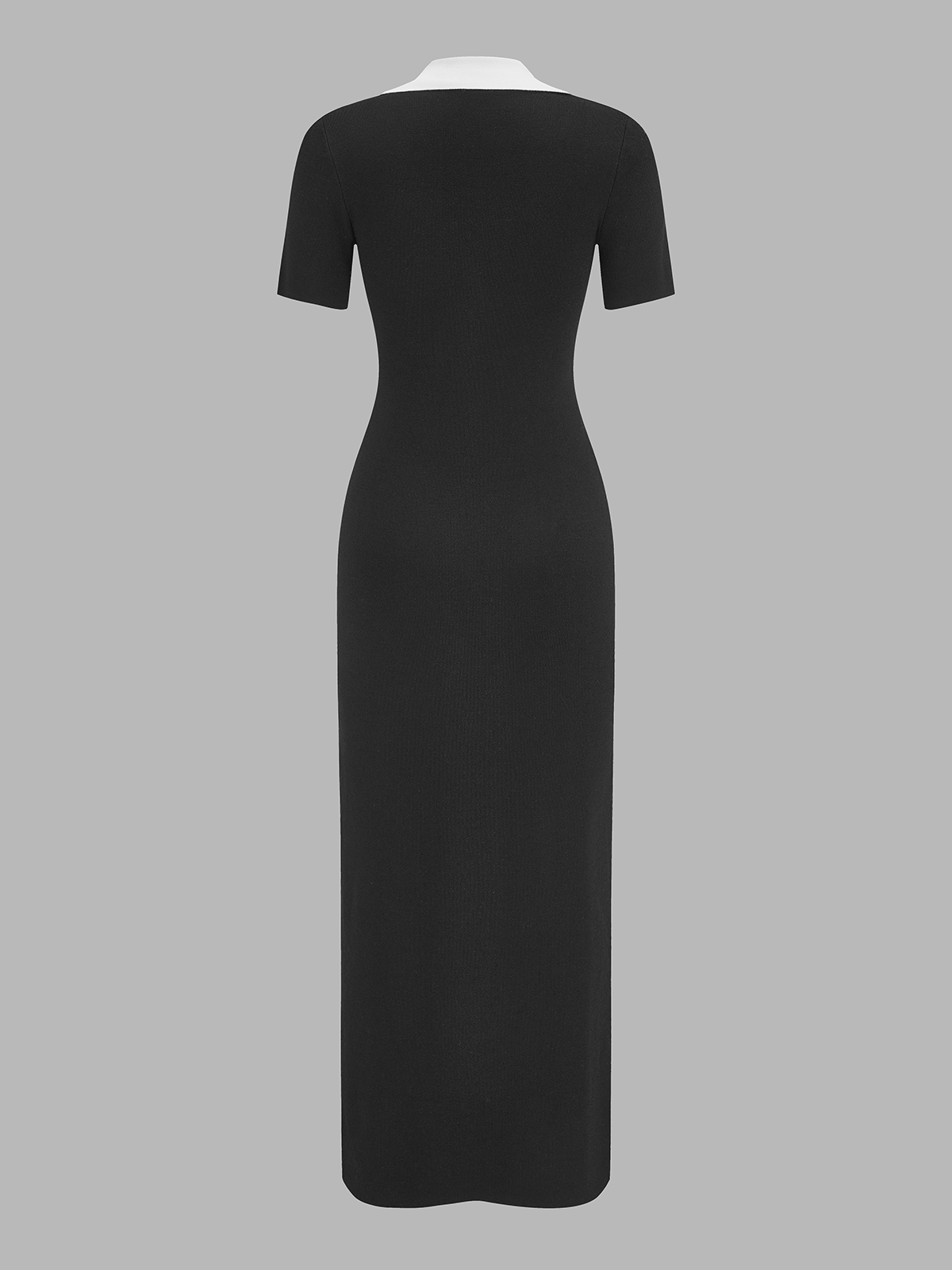 Contrast Collar Short Sleeve Knit Maxi Dress for Women Comfort Fit