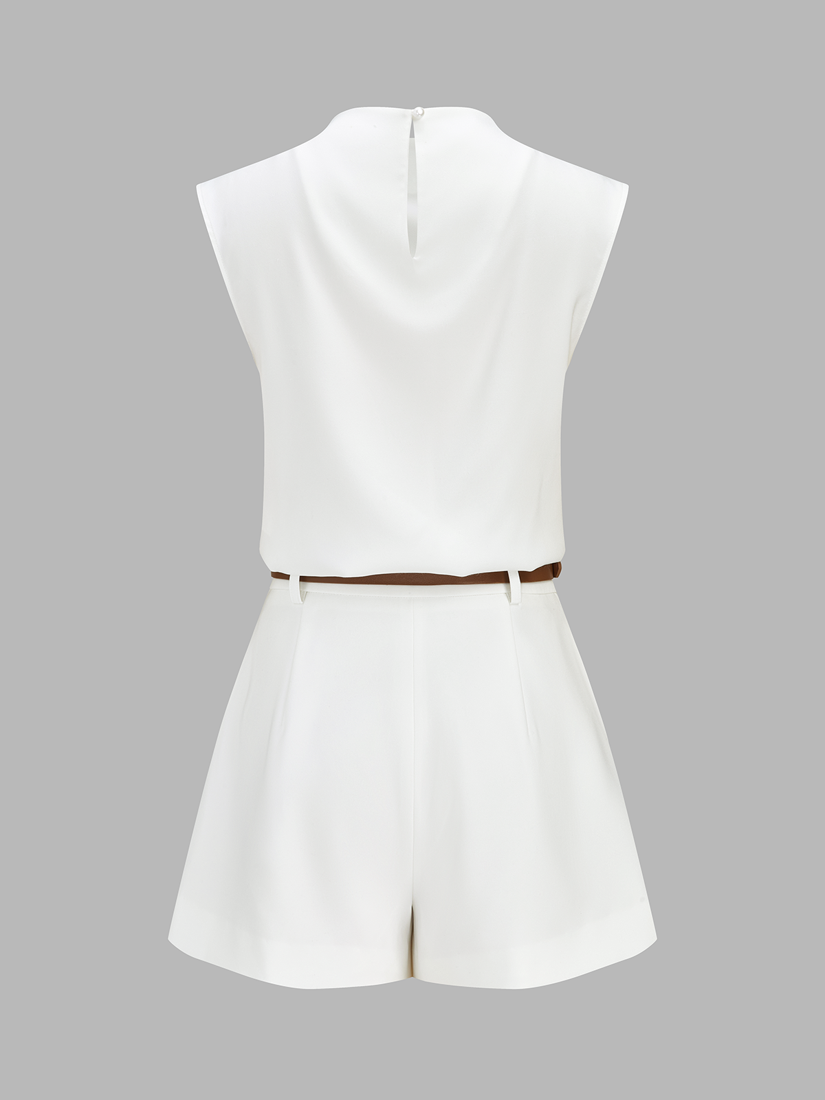 Draped Sleeveless Top & Belted Shorts Set for Women Summer Casual