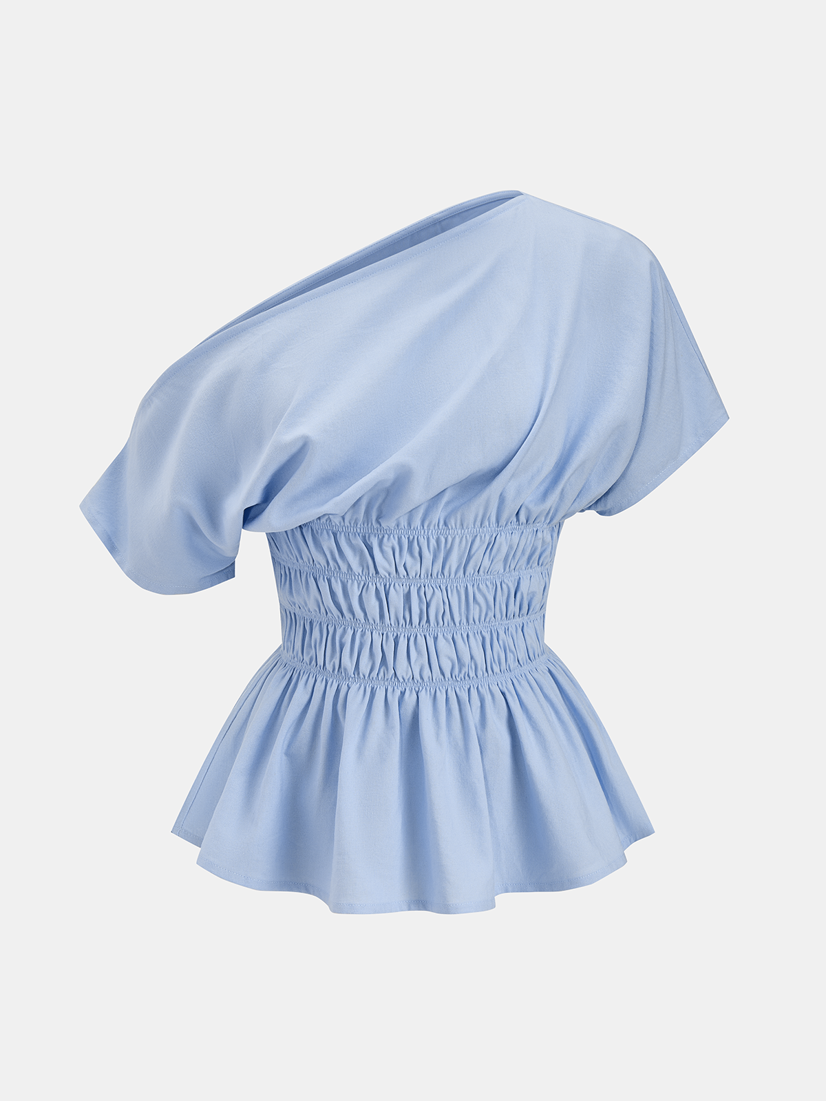 Off Shoulder Smocked Peplum Top & Shorts Set for Women Spring/Summer Fashion