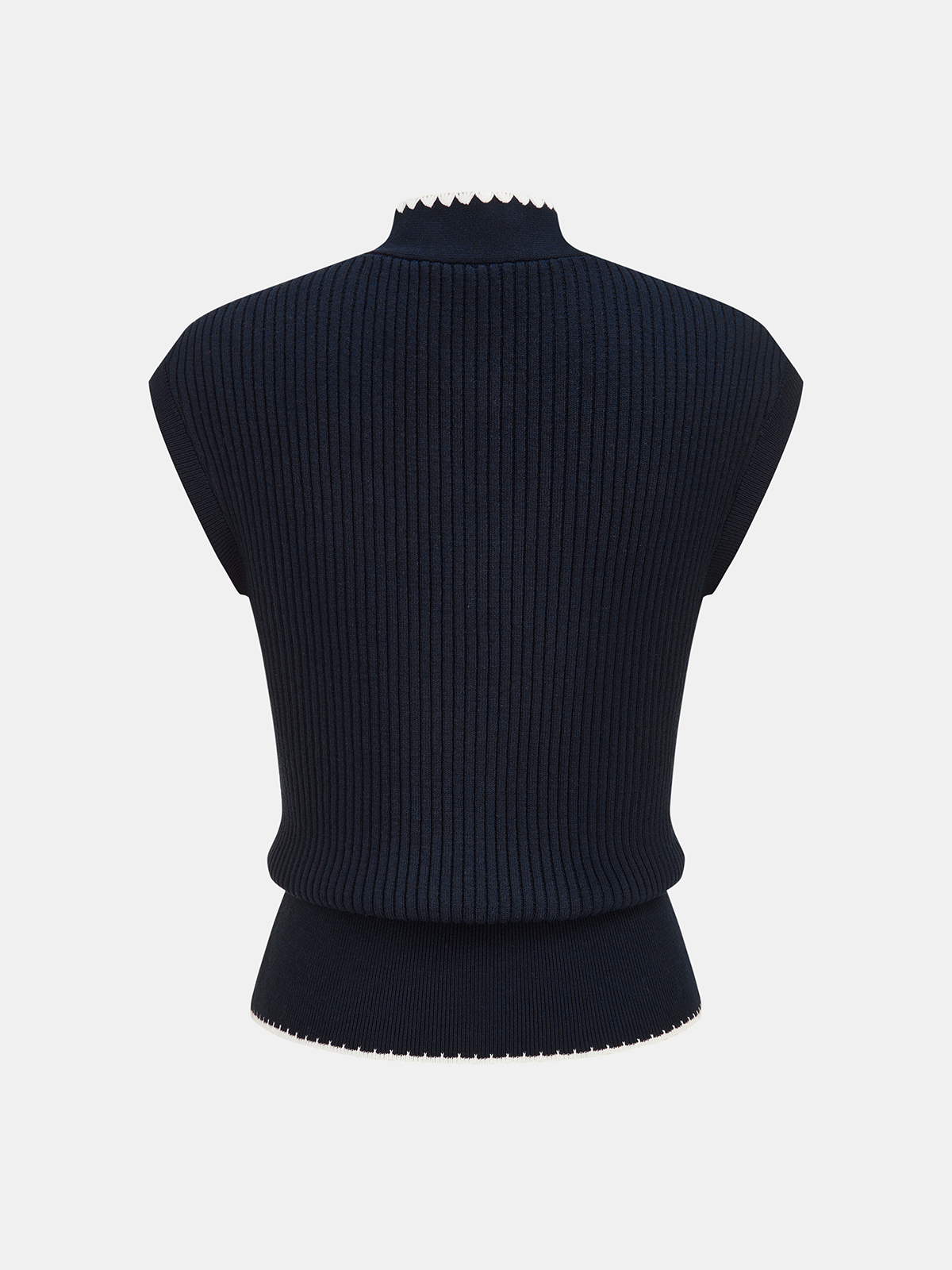 Scallop Trim Tie Neck Sleeveless Knit Top for Women Summer Essentials