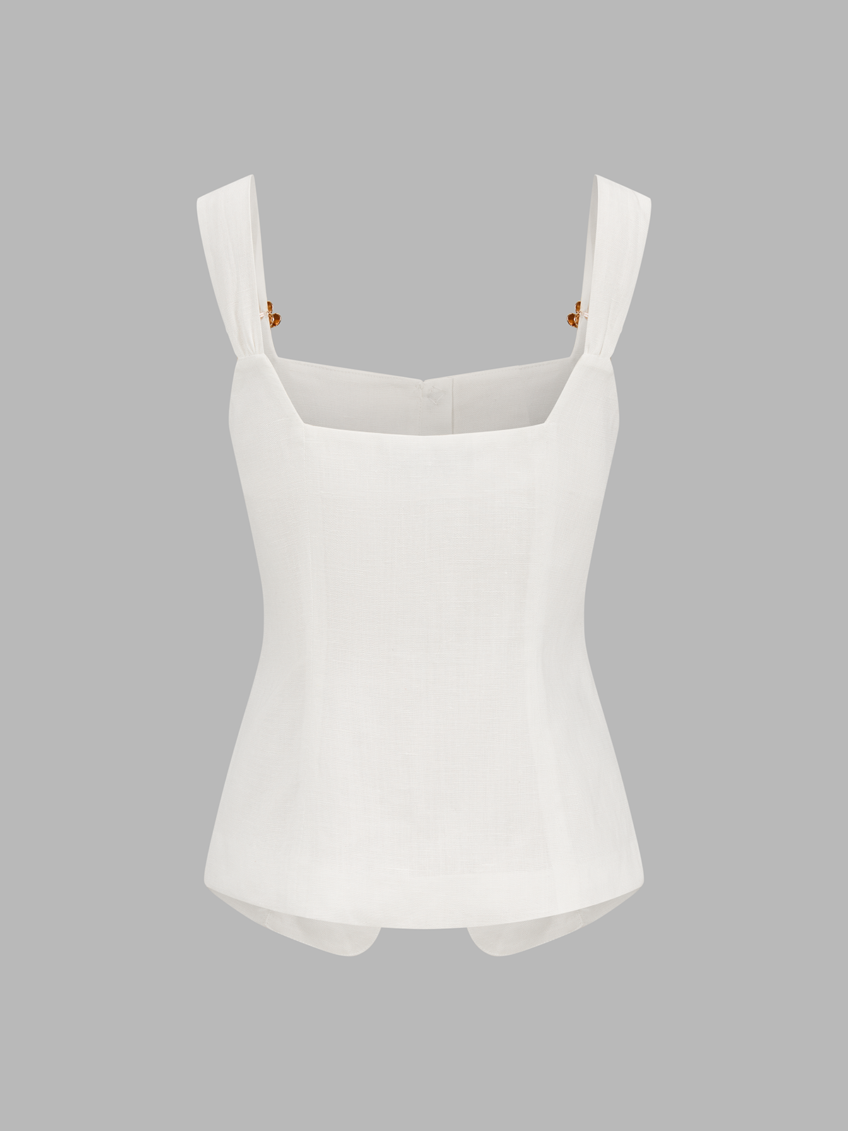 Linen Blend Metal Detail Cami Top with Adjustable Straps