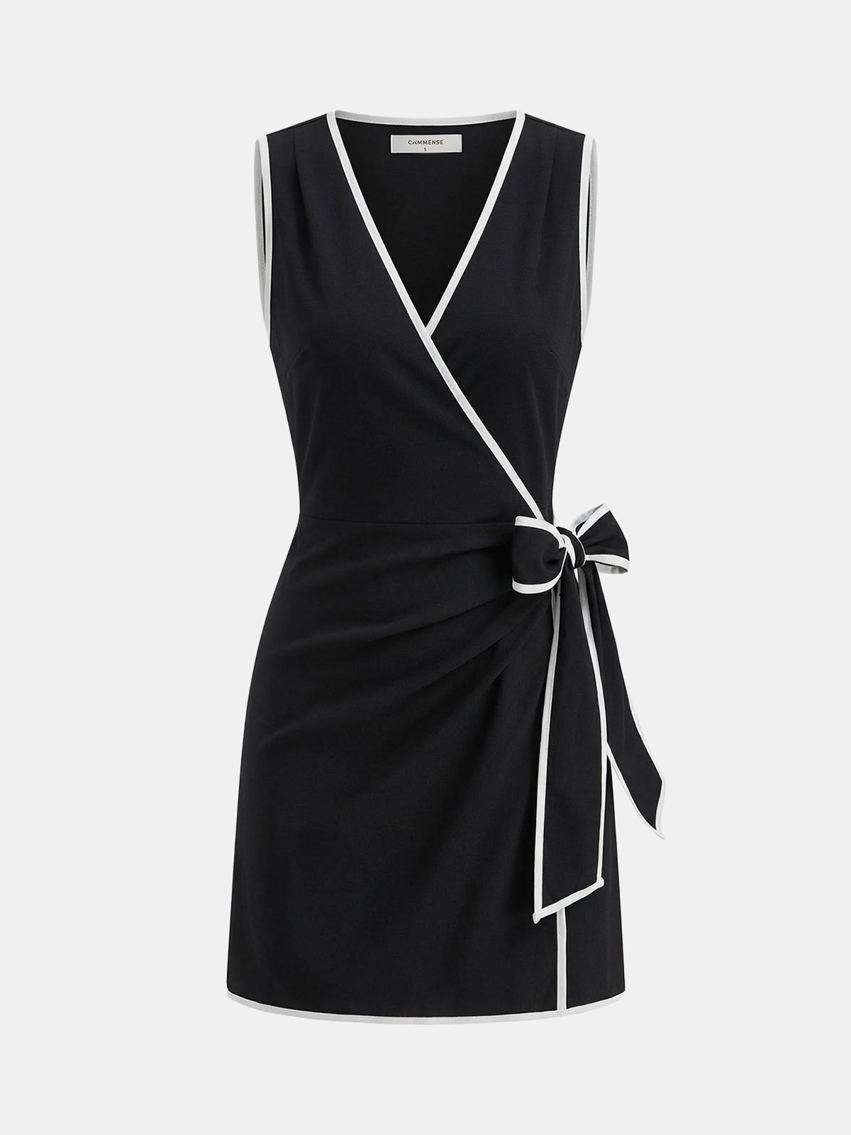 Linen-Blend Contrast Trim Wrap Dress for Women Summer Sale