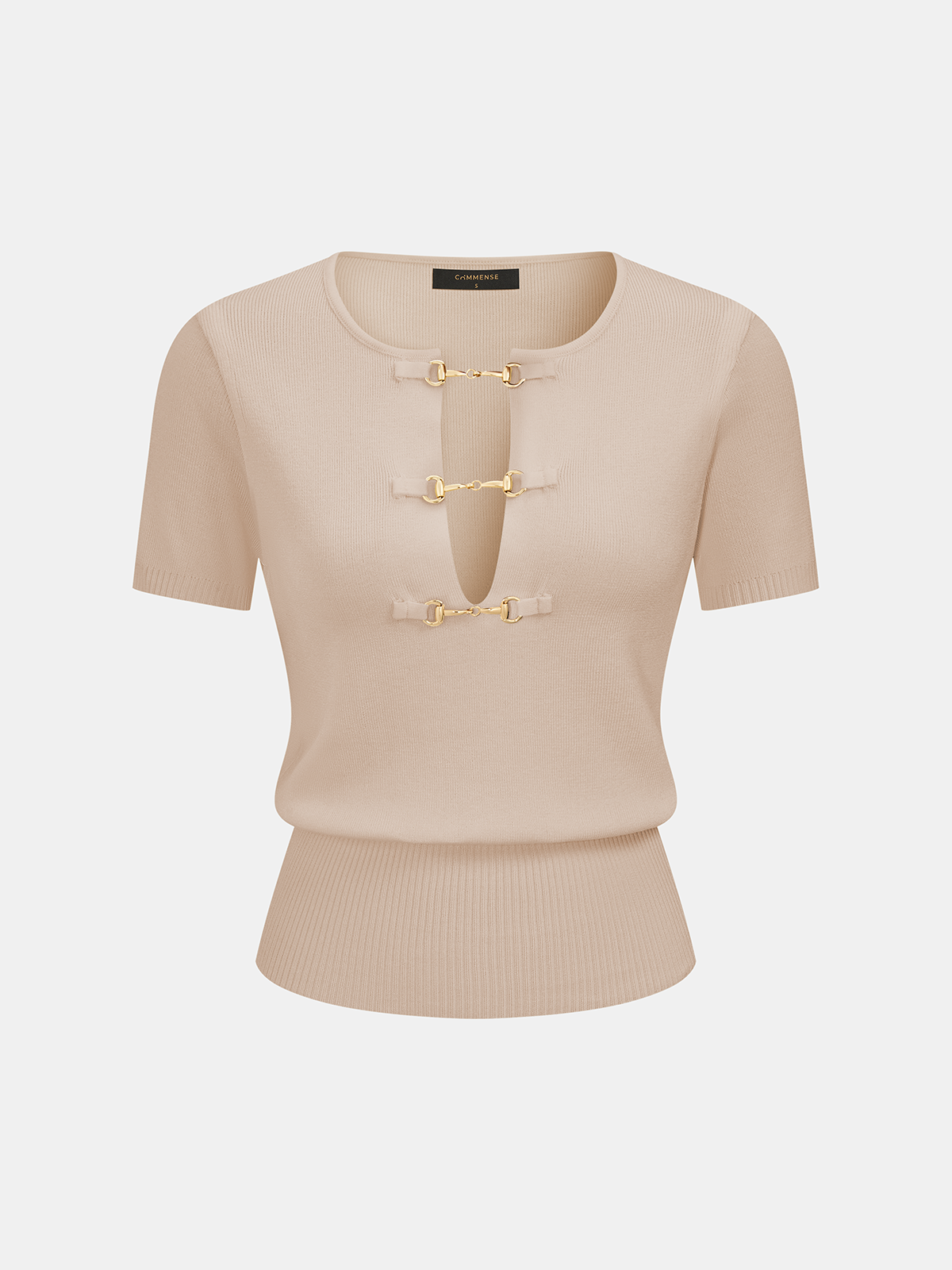 Horsebit Knit Short-Sleeve Top Comfortable Casual Wear