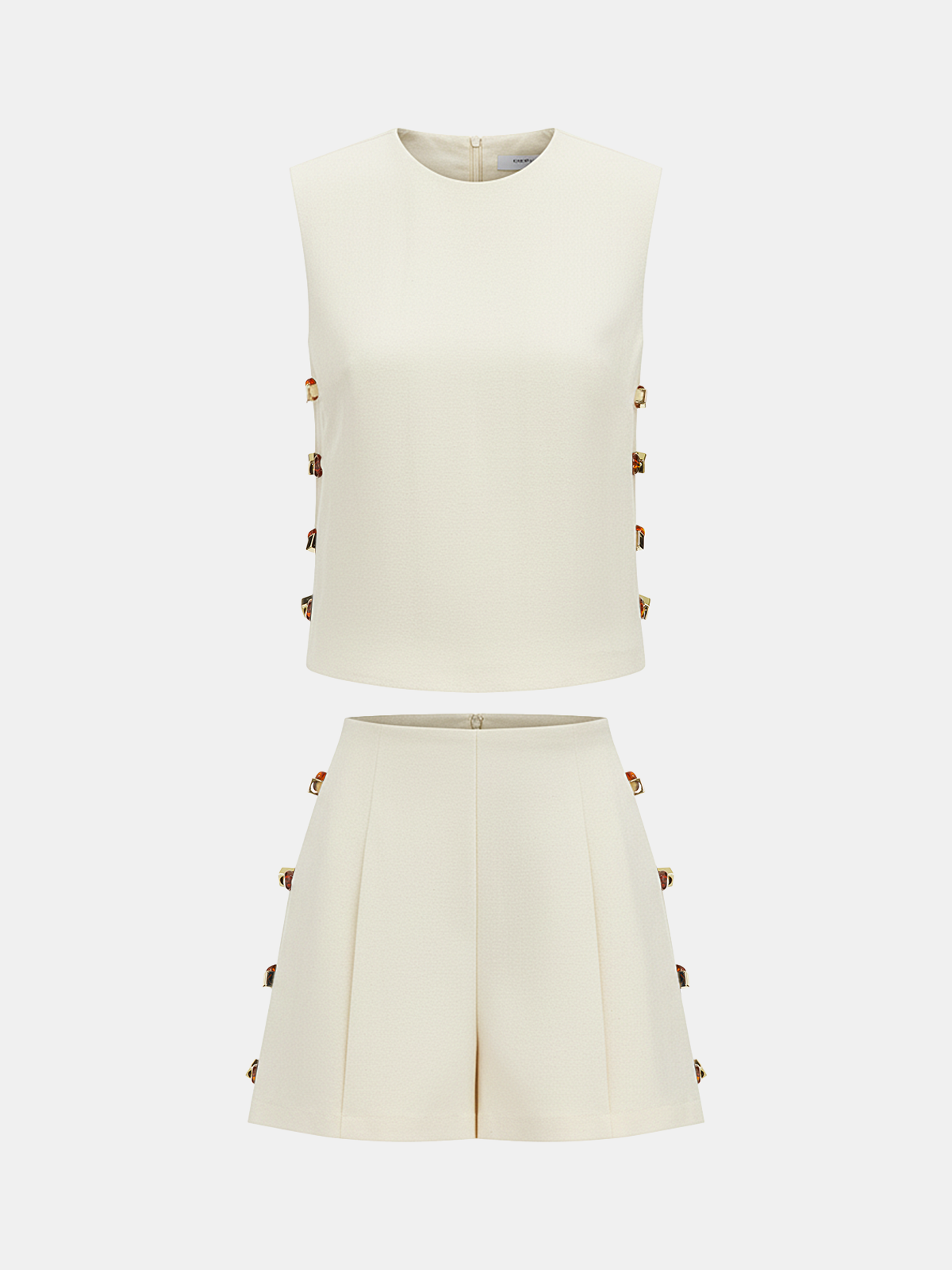 Tortoiseshell Detail Sleeveless Top & Shorts Set for Women Summer Casual