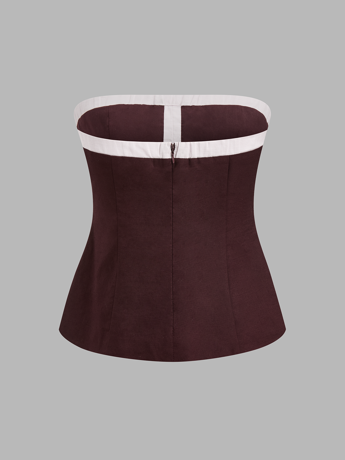 Cotton Linen Contrast Trim Tube Top & Pants Set Casual Women's Outfit