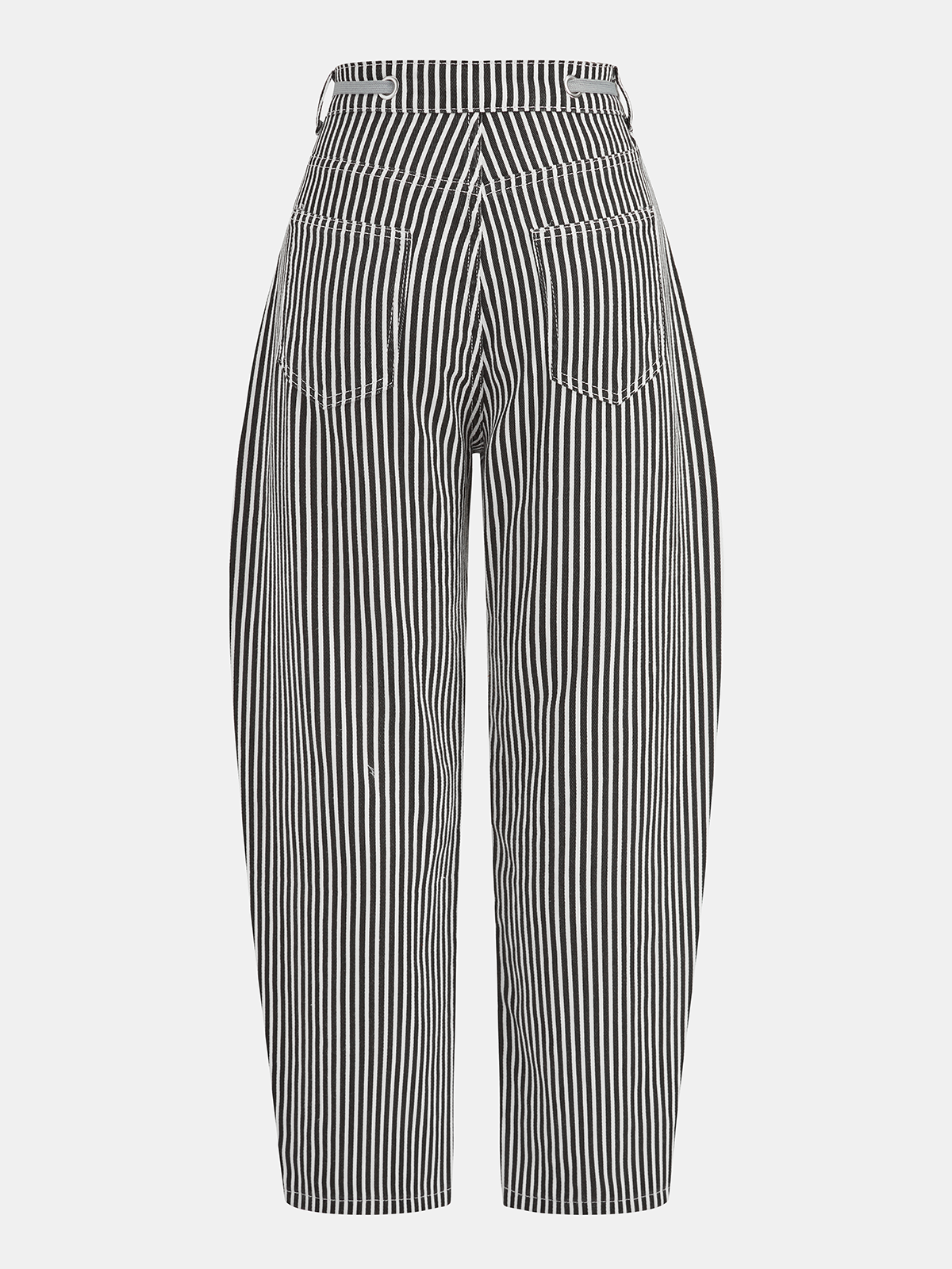 Striped Patchwork Drawstring Barrel Pants Comfortable Relaxed Fit Unisex