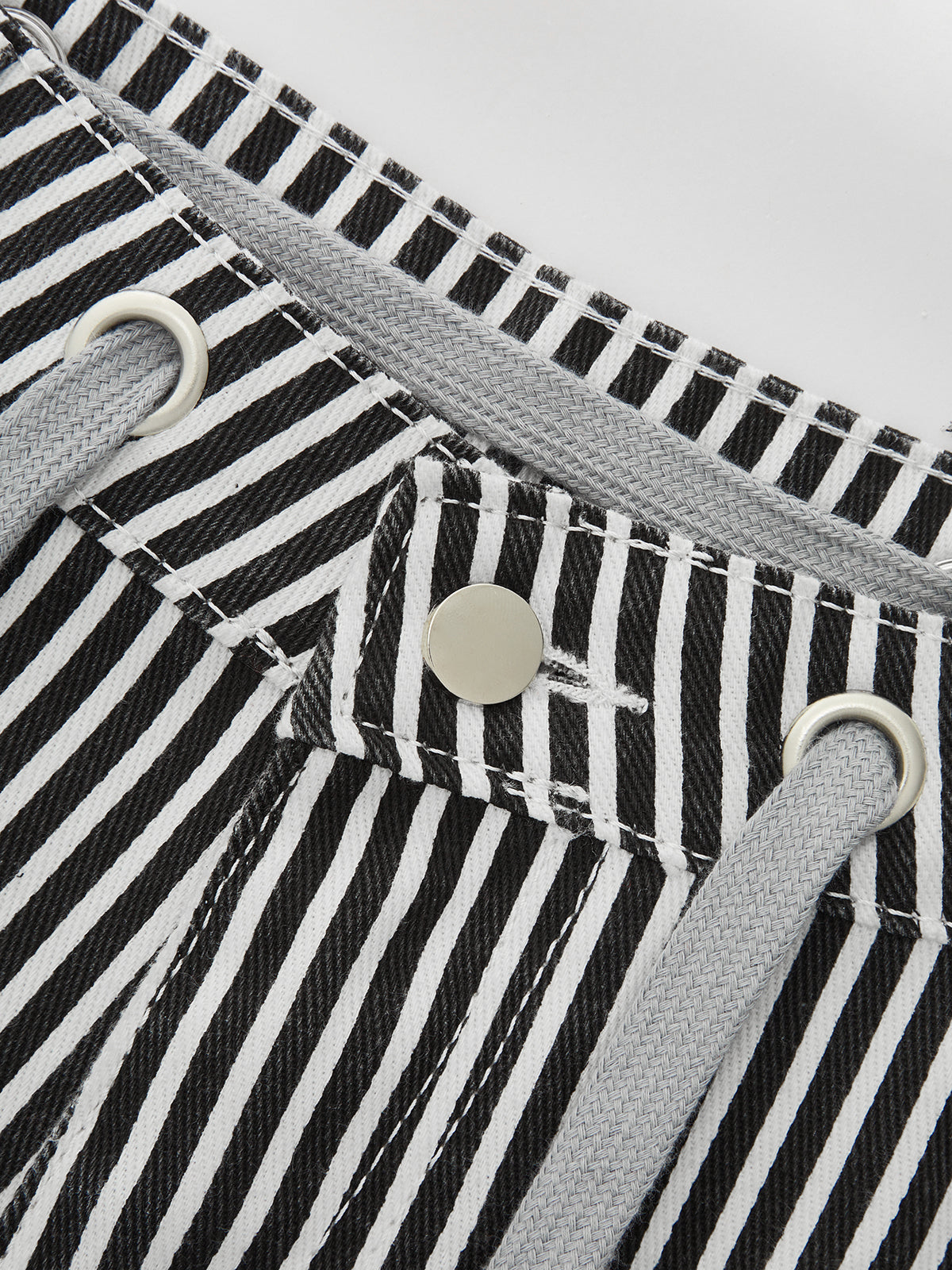 Striped Patchwork Drawstring Barrel Pants Comfortable Relaxed Fit Unisex
