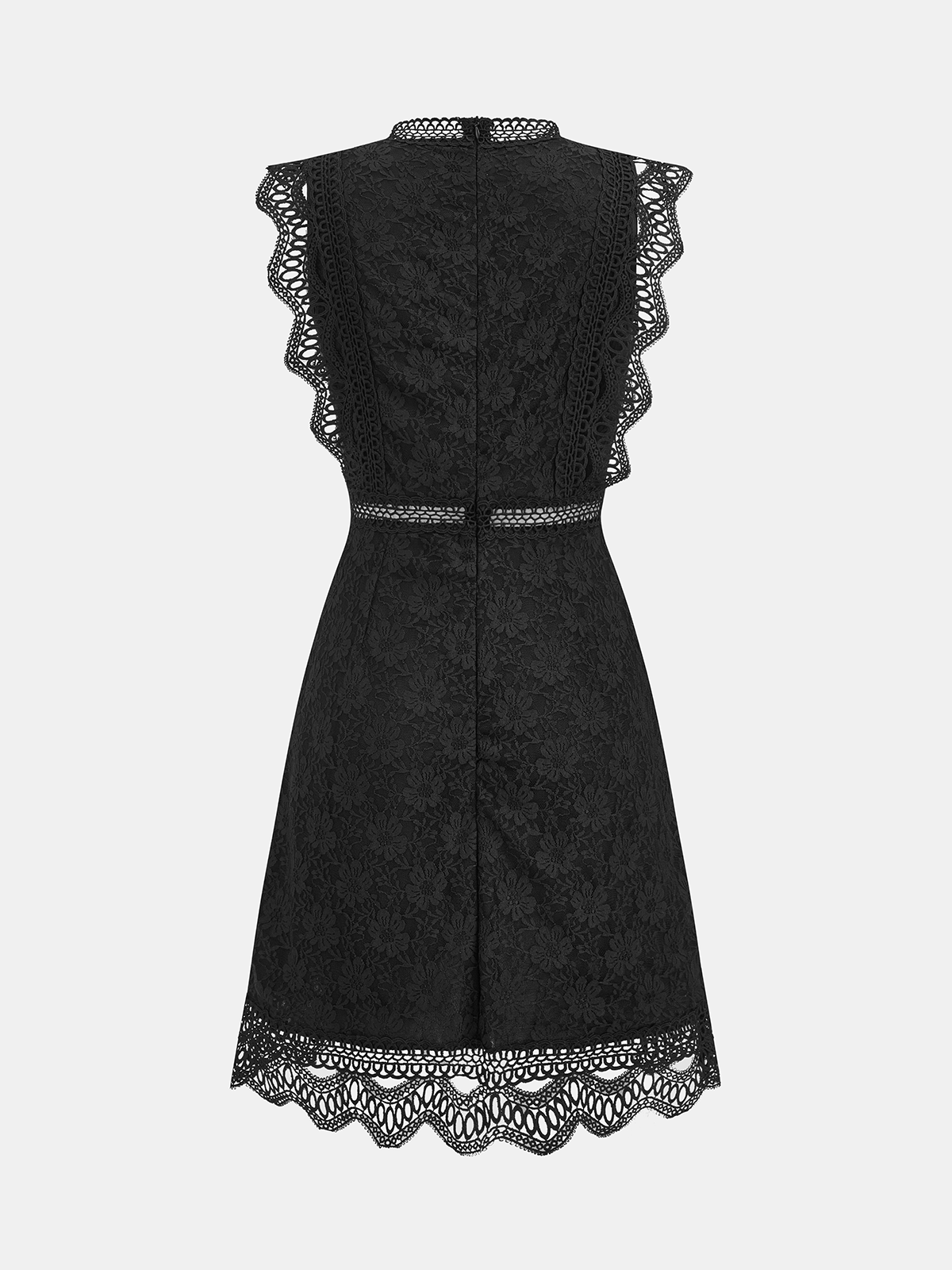 Sleeveless Lace Scalloped A-Line Dress for Wedding Guest or Cocktail Event