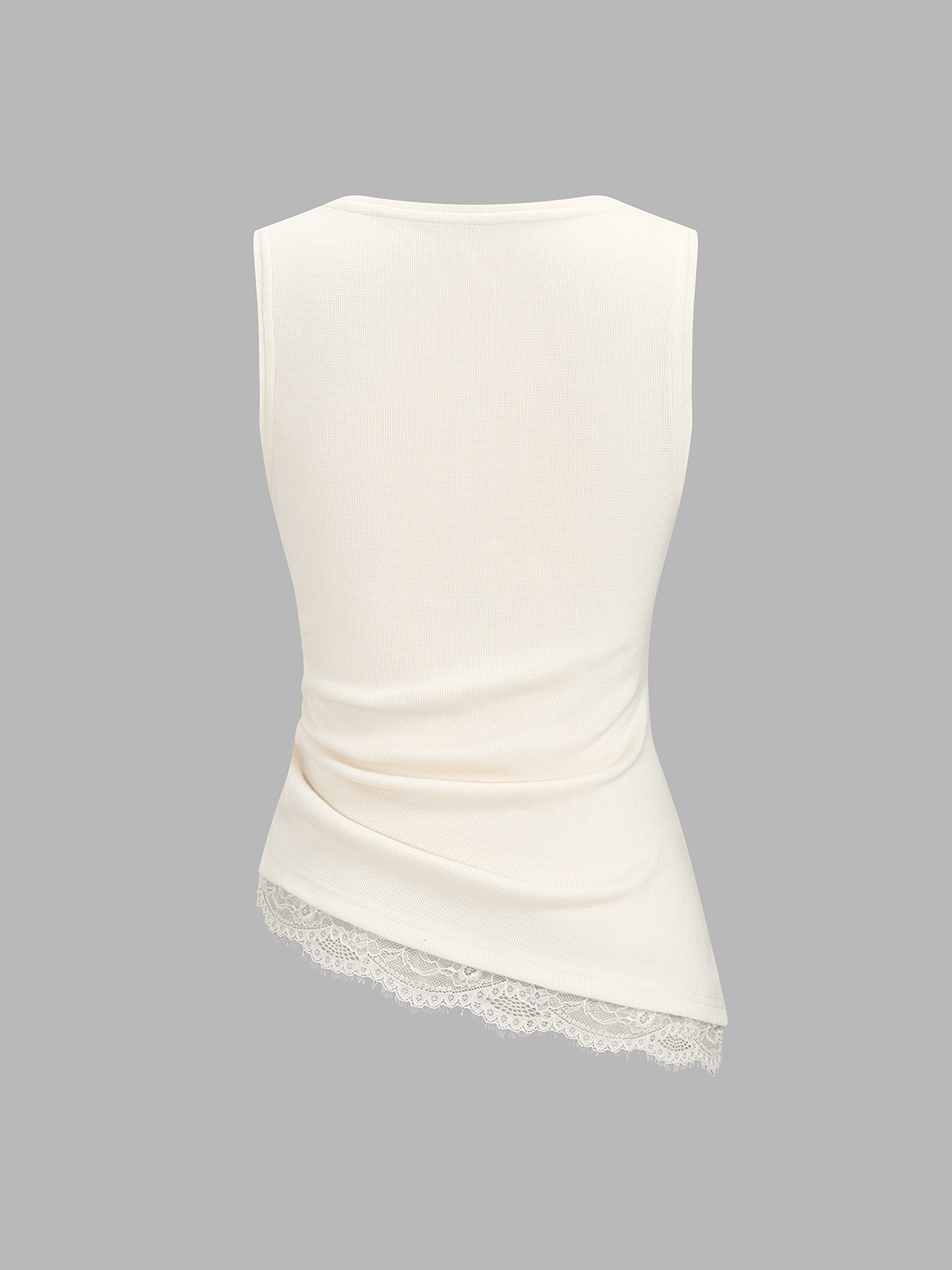 Ruched Asymmetric Lace Trim Tank Top for Women Casual Wear