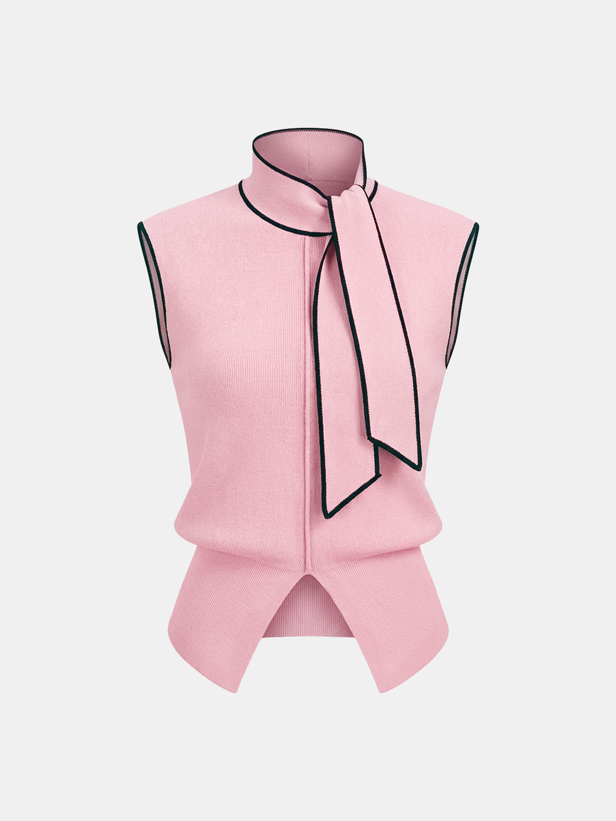 Contrast-Trim Tie-Neck Sweater Vest for Stylish Layering