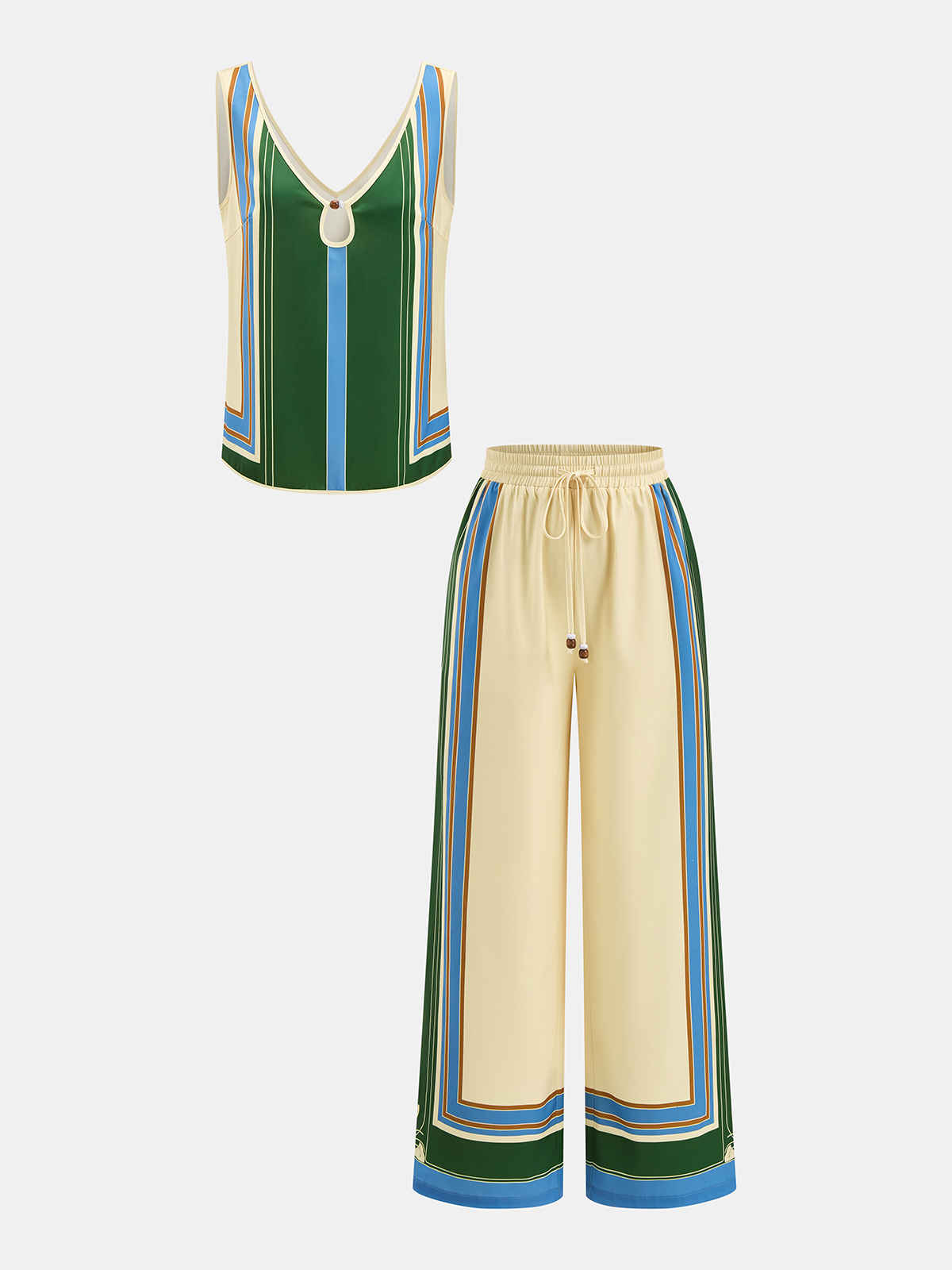 Geometric Print Cami Top & Wide Leg Pants Set for Women Summer 2023