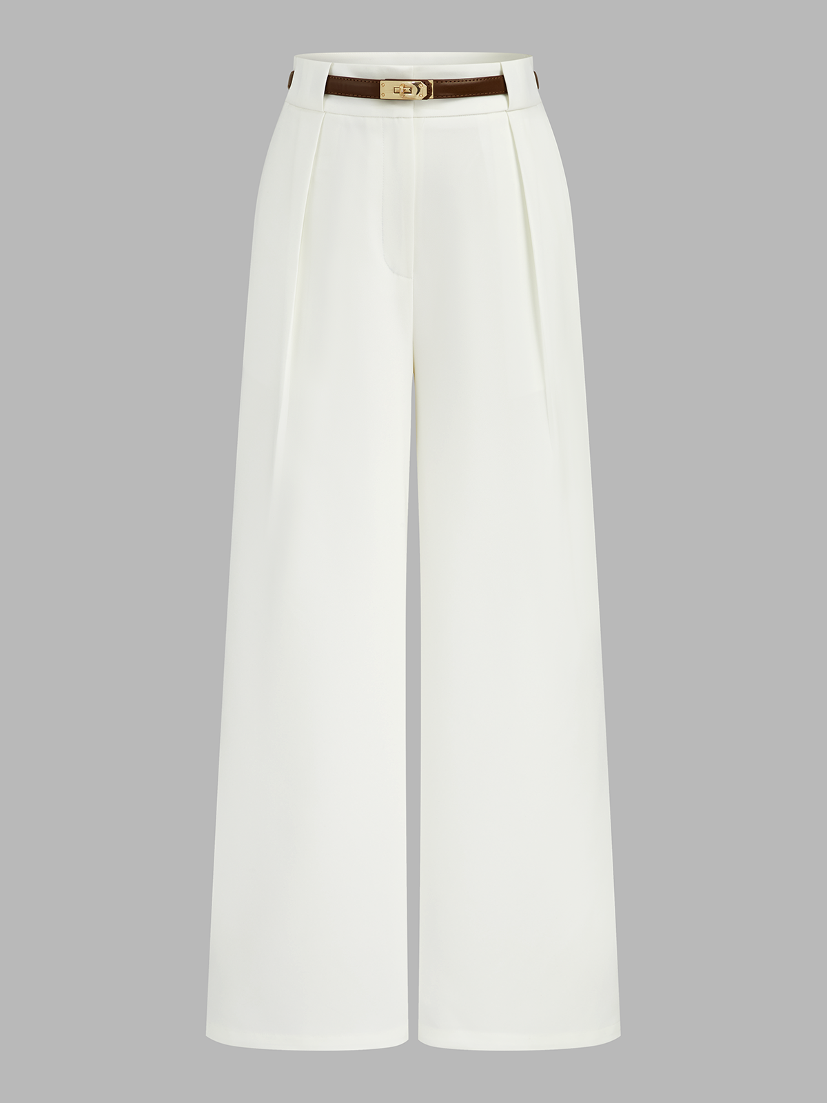 Belted Mid Waist Wide Leg Pants for Women Casual Comfort