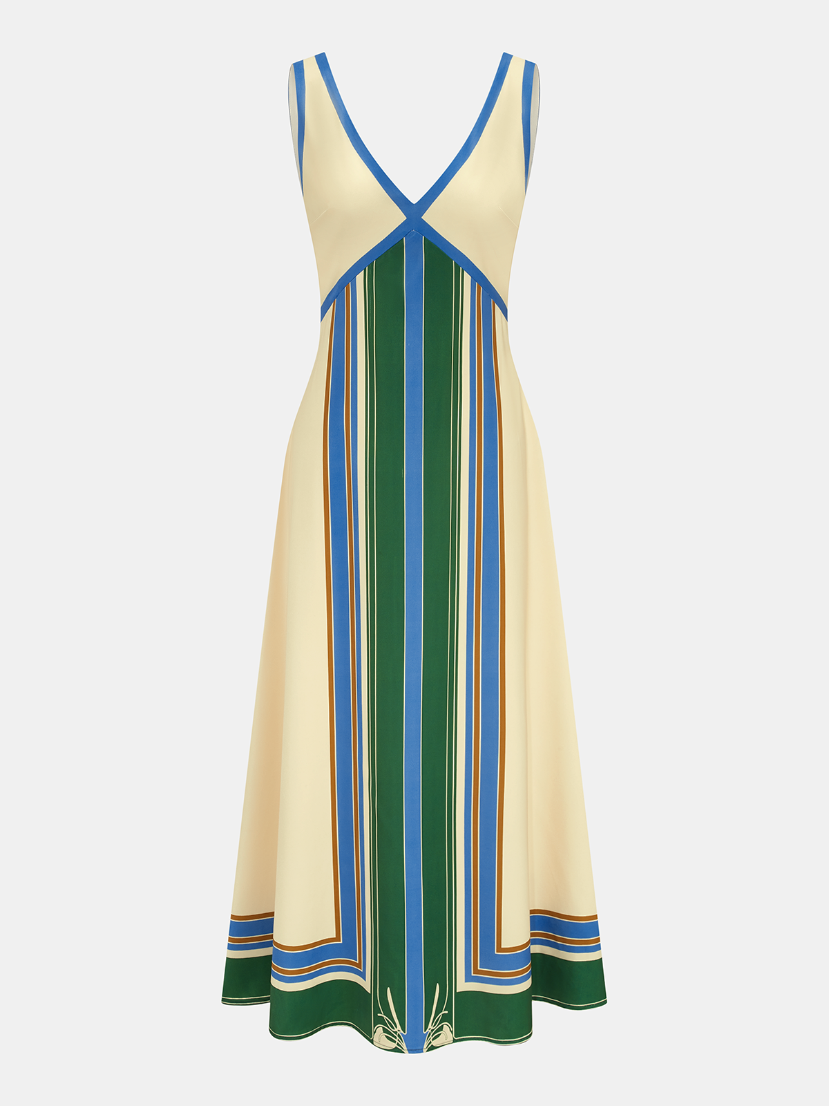 Geometric Print V-neck Sleeveless Maxi Dress - Women's Casual Summer Flowy