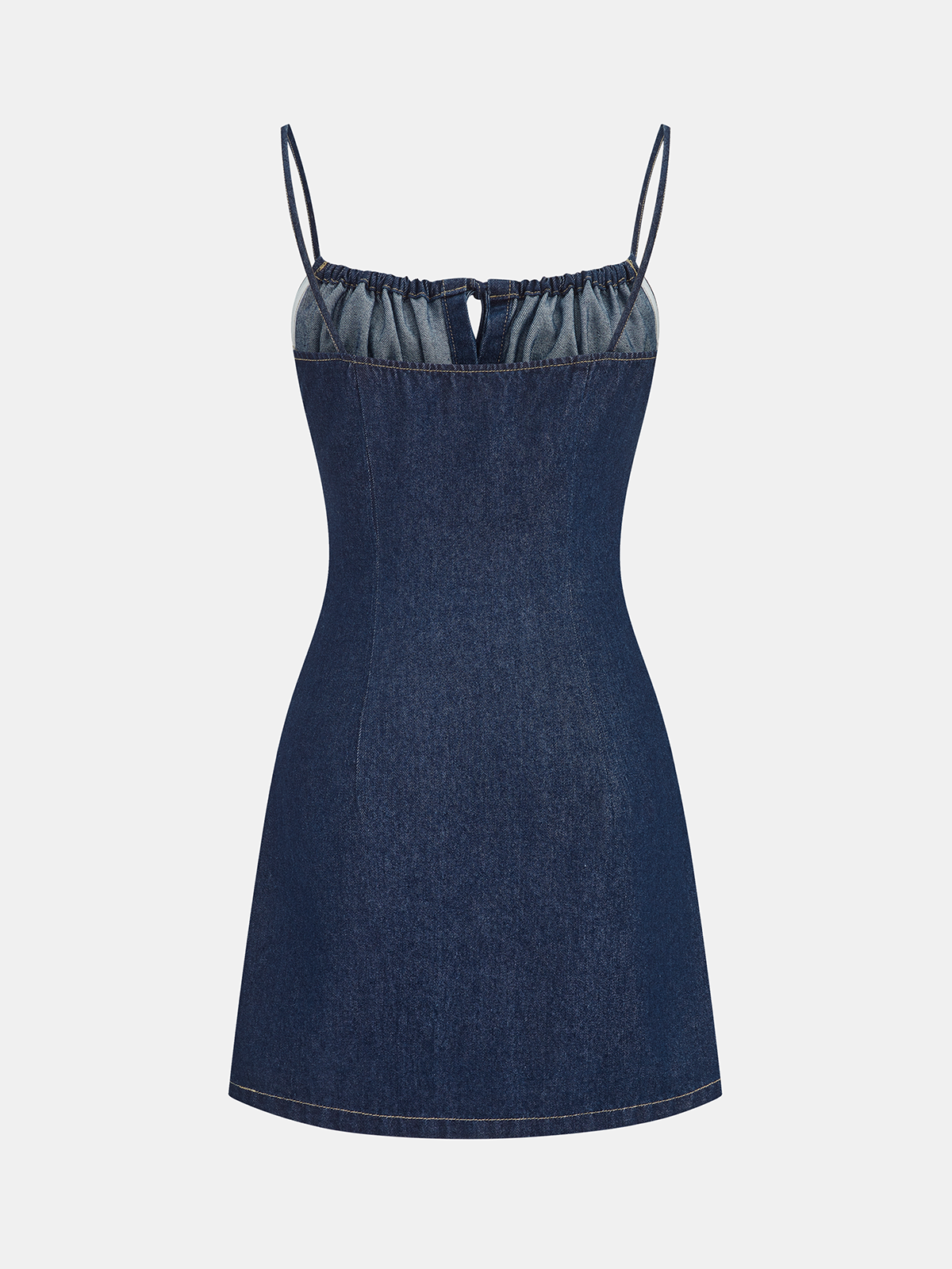 Drawstring Button Denim Cami Mini Dress Women's Casual Summer Style