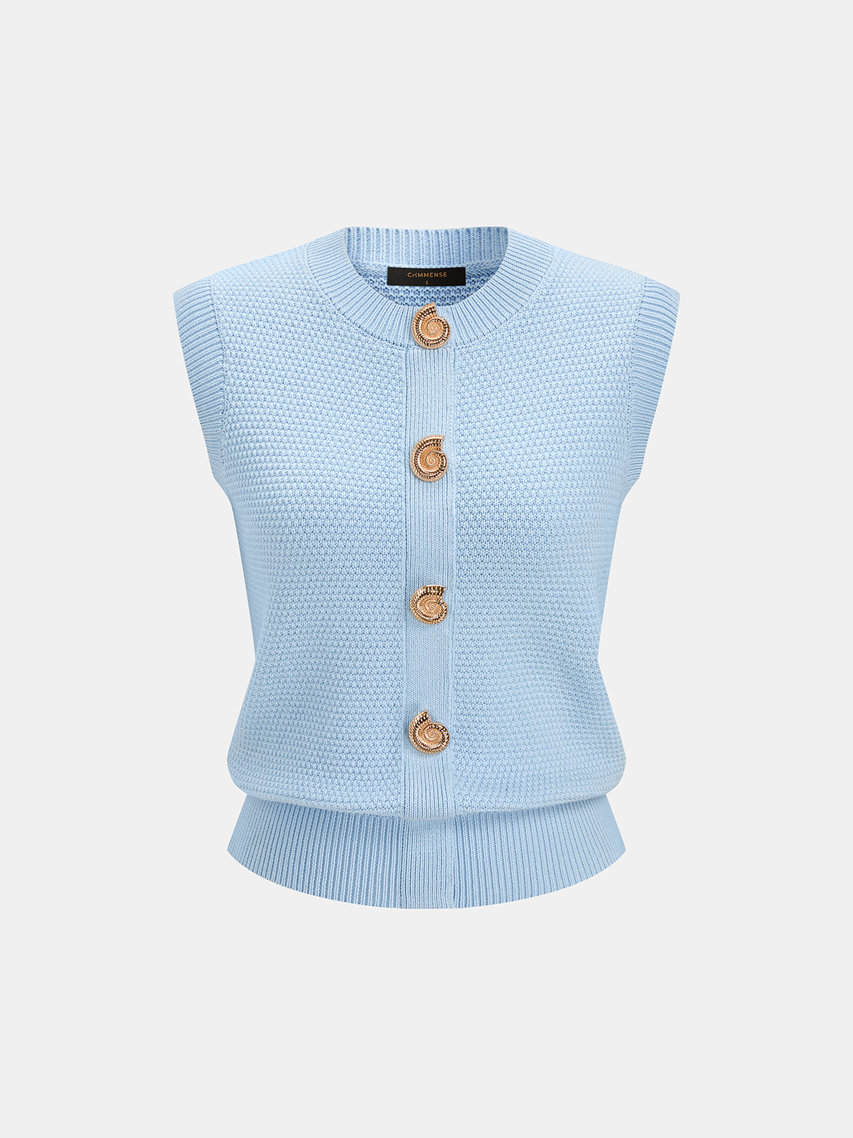 Spiral Button Textured Knit Sleeveless Vest for Women Casual Wear