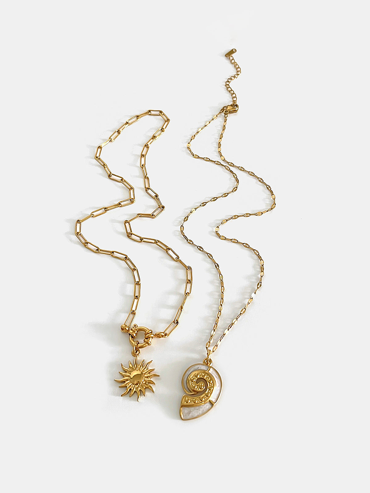 2pcs Sun Spiral Pendant Necklace, Tribal Celestial Charm Adjustable Chain