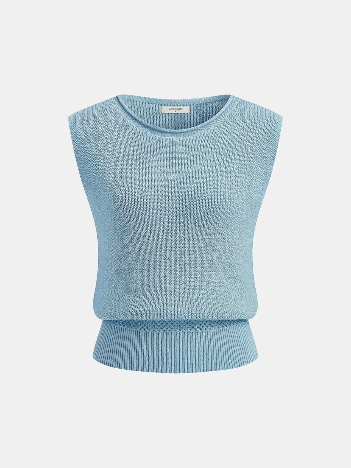 Bloused Waist Sleeveless Knit Top Comfort Fit Women's Apparel