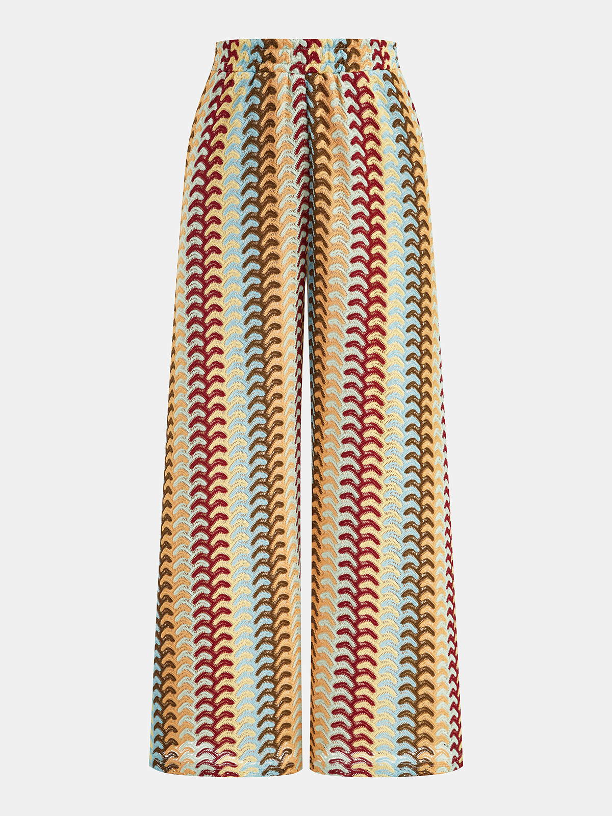 Multicolor One-Shoulder Knit Top & Pants Set for Women Casual Wear