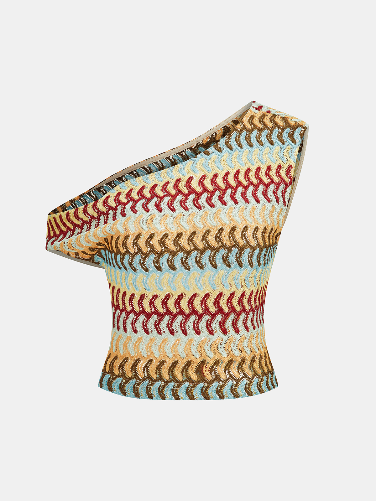 Multicolor One-Shoulder Knit Top & Pants Set for Women Casual Wear