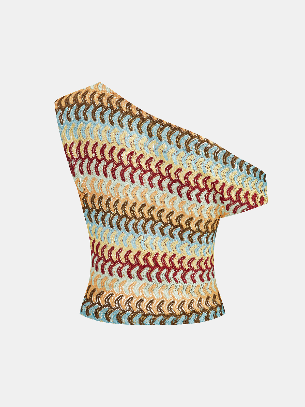 Multicolor One-Shoulder Knit Top & Pants Set for Stylish Women