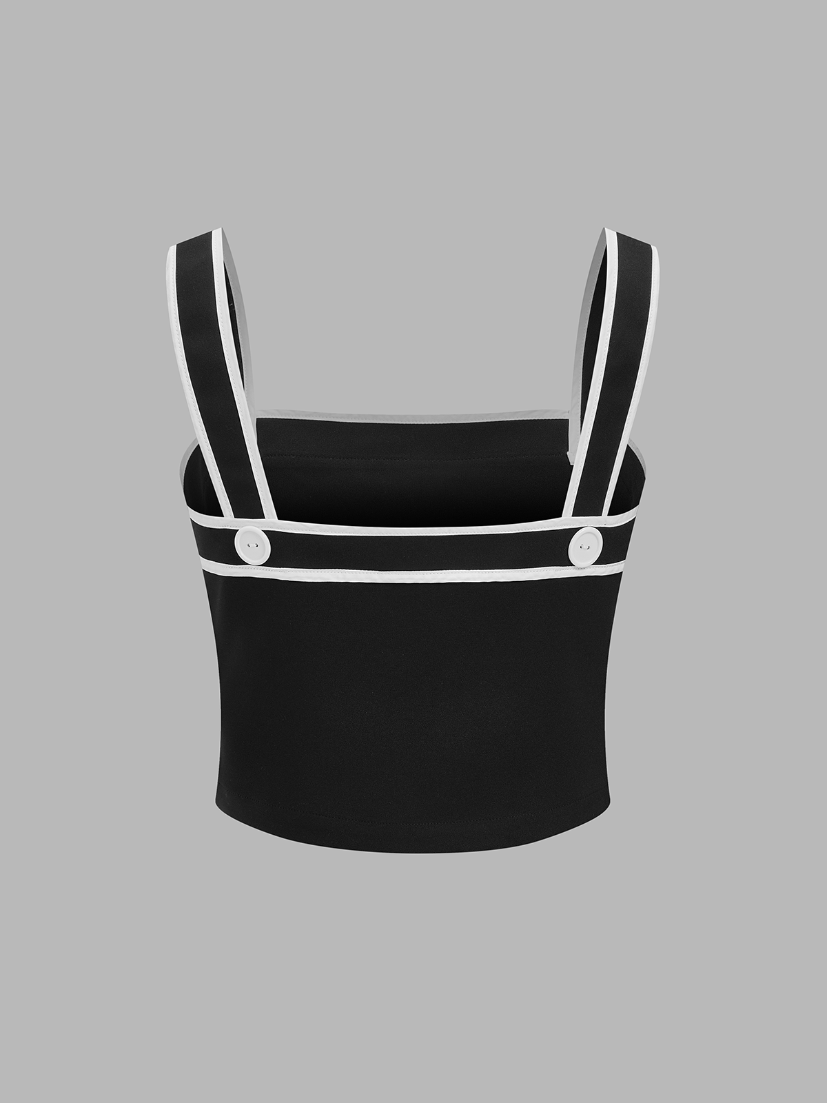Contrast Trim Cami Top & Shorts Set with Button Details