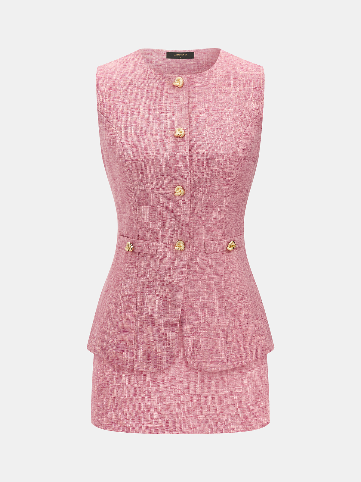 Tweed Sleeveless Vest & Mini Skirt Set for Women Casual Outfit