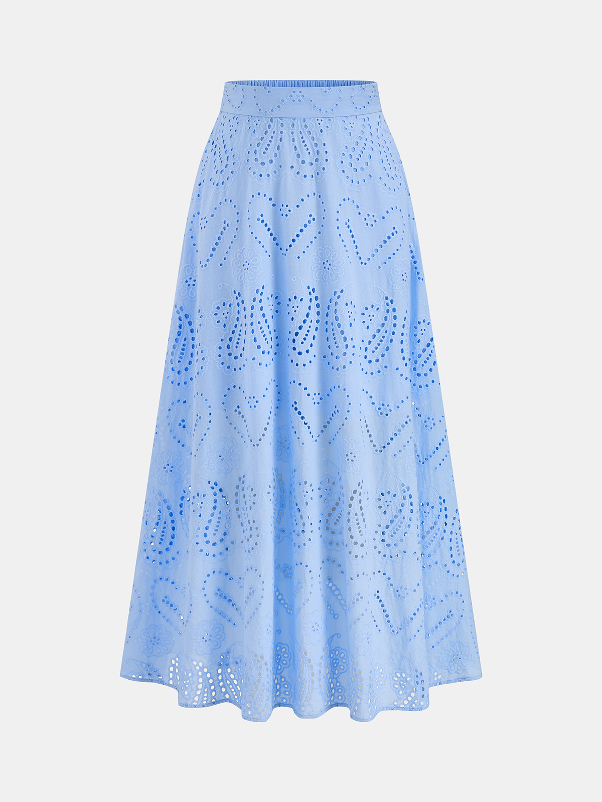 Eyelet Embroidery Top & Maxi Skirt Set for Women Summer Casual