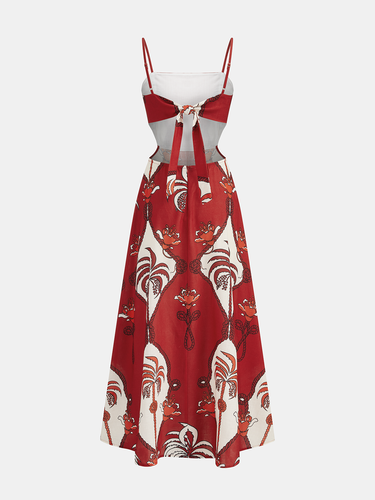 Tropical Print Cut-Out Cami Maxi Dress with Side Slit Detail