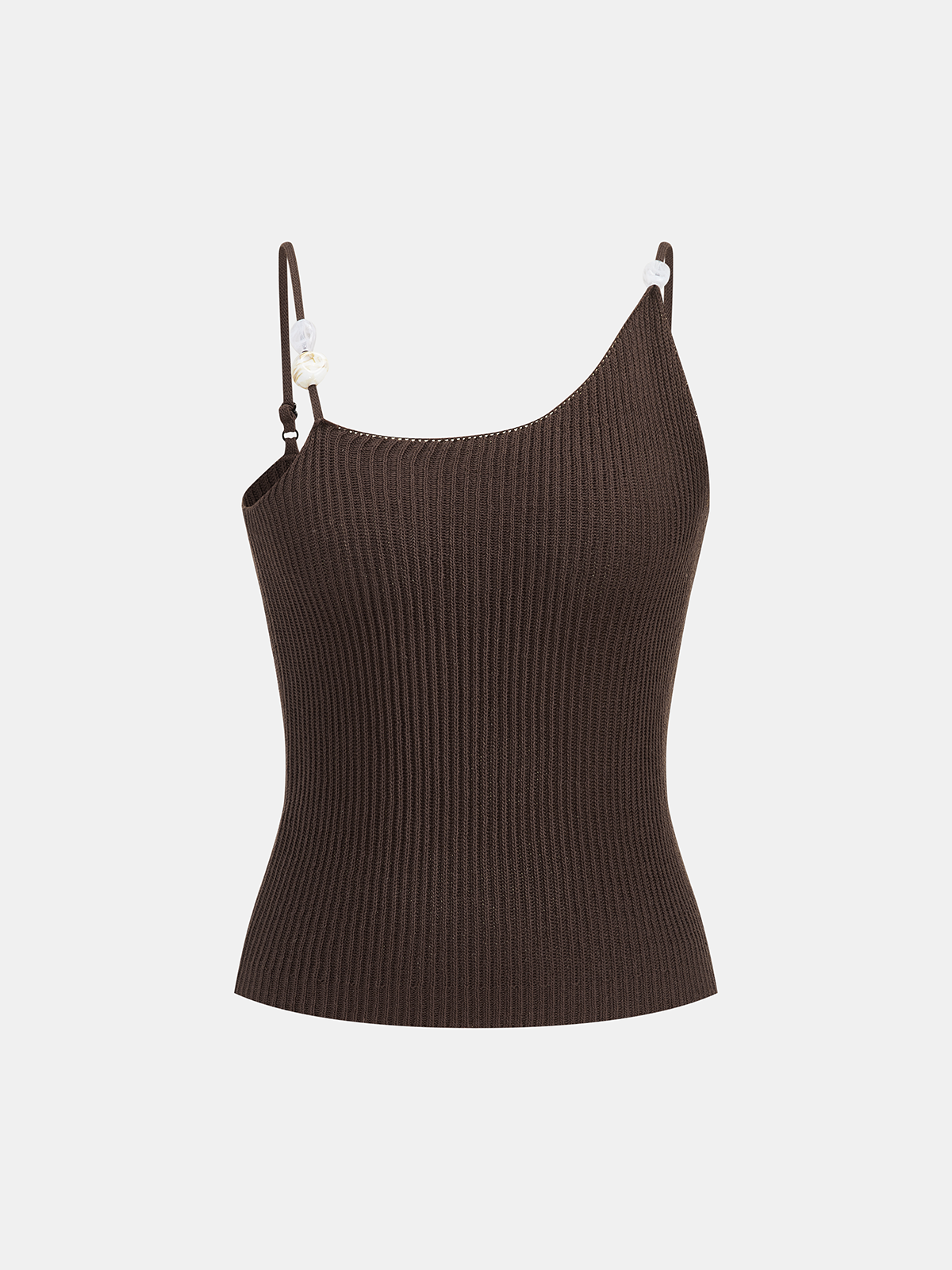 Shell Detail Ribbed Knit Cami Top for Summer Layering